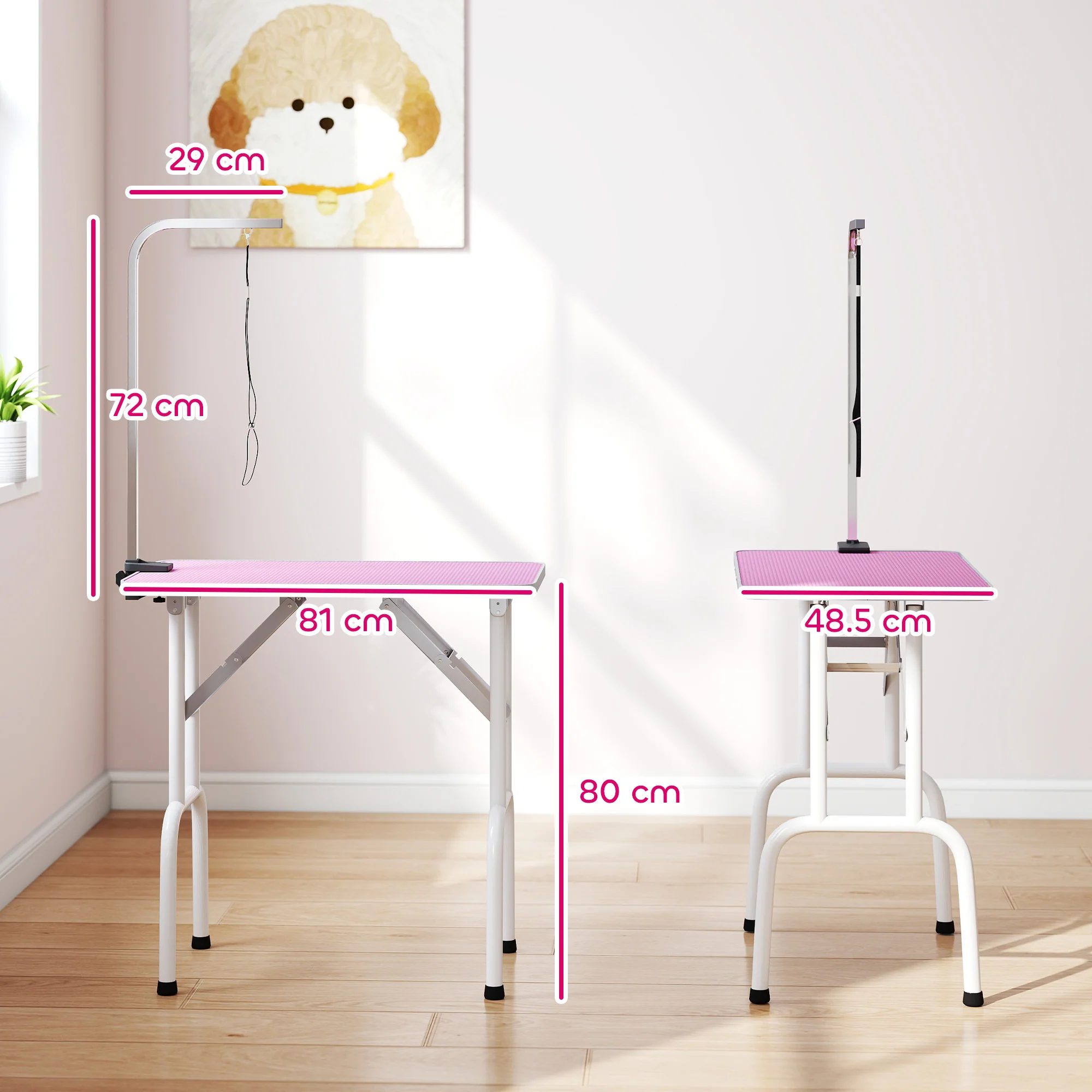 PawHut Foldable Dog Grooming Table Adjustable Arm for Small Dogs 81x49x80 cm - Image 5