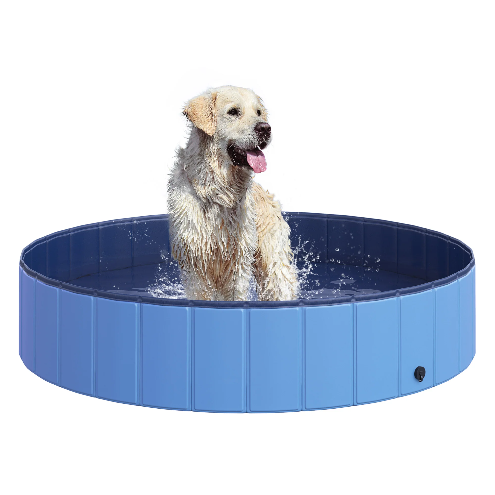 PawHut Foldable Dog Paddling Pool Pet Cat Swimming Pool Indoor/Outdoor Collapsible Summer Bathing Tub Shower Tub Puppy Washer (140 X 30H (cm), Blue)