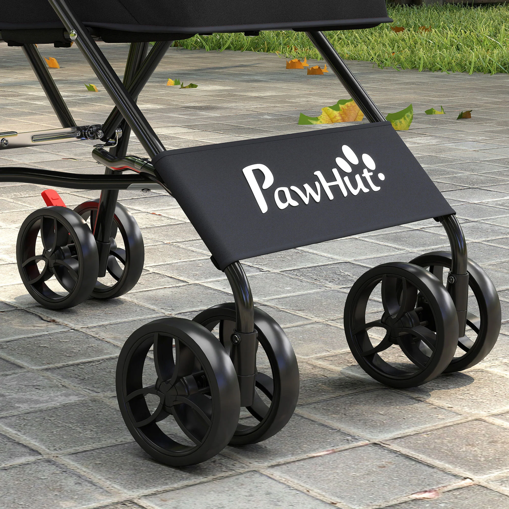 PawHut Foldable Dog Stroller with Mesh Windows for Mini Dogs, Black - Image 9