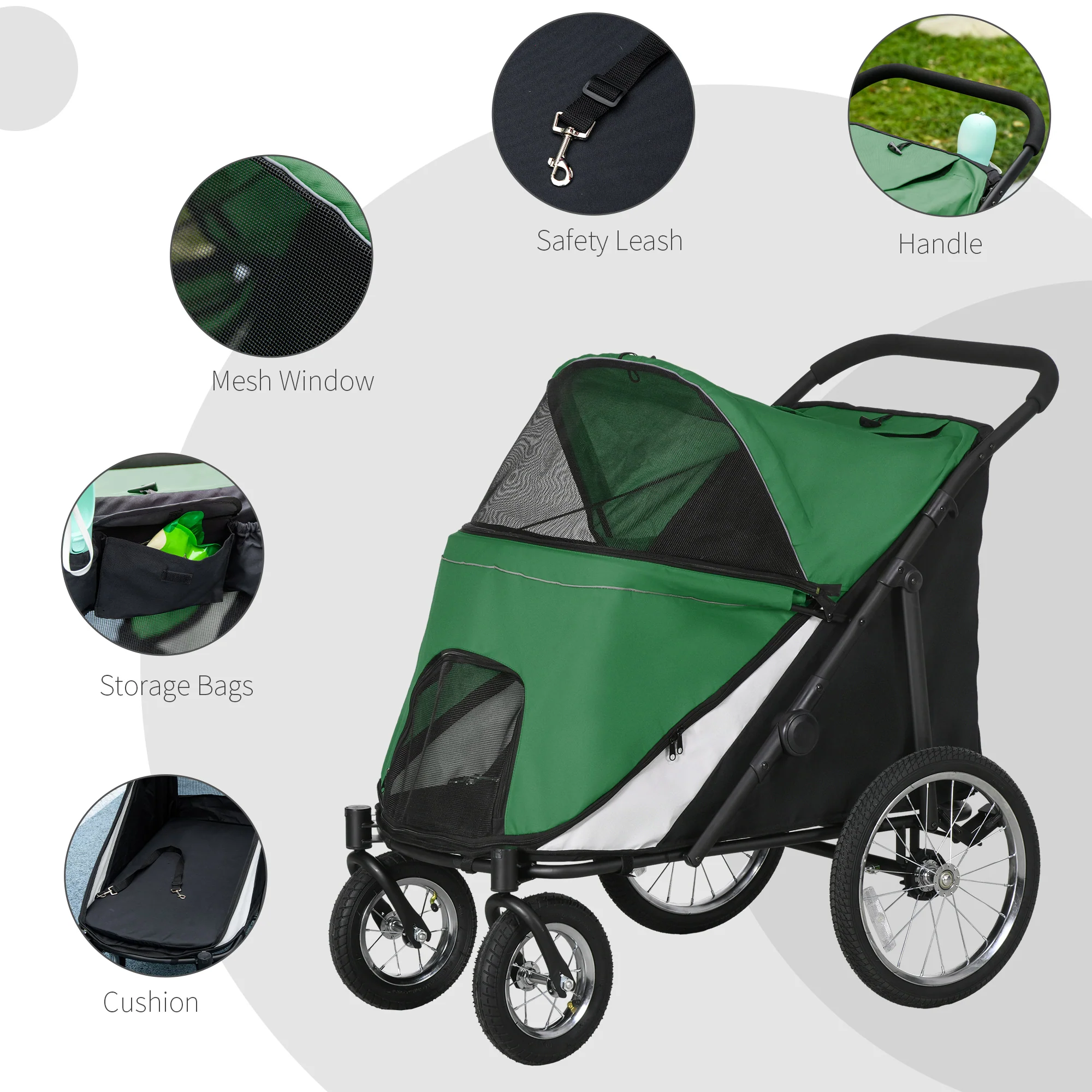 PawHut Foldable Pet Stroller With Cushion, For M, L Dogs - Image 15