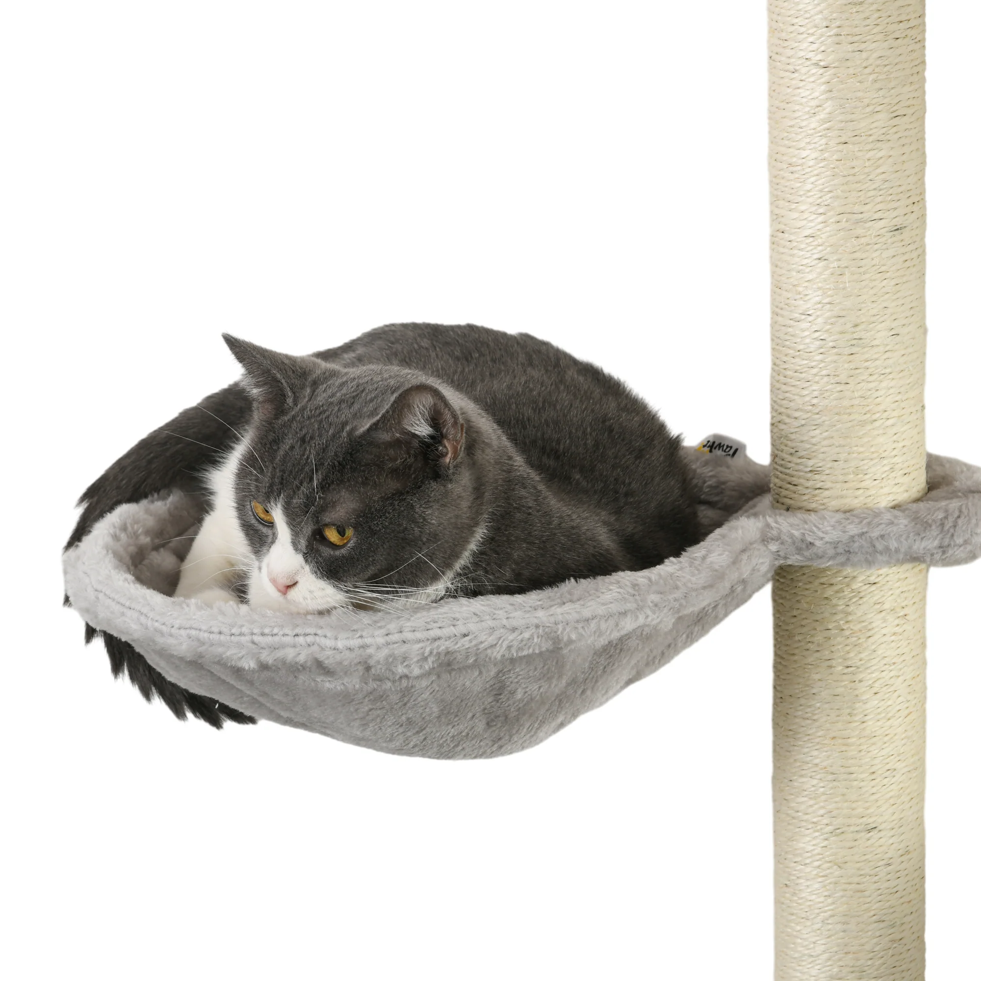 PawHut Four-Piece Cat Wall Furniture W/ Hammock, Ladder, Platforms, Steps - Grey - Image 8