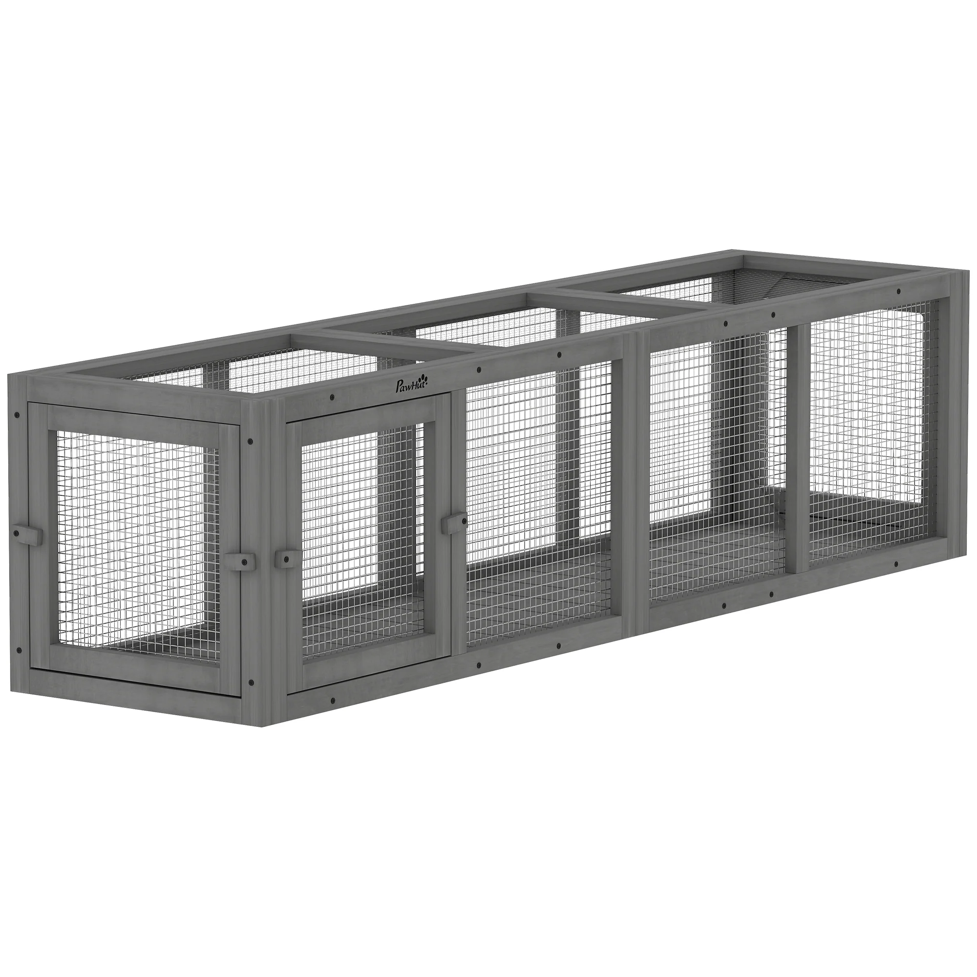 PawHut Outdoor Cat Tunnel, Wooden Extendable Pet Run, For Kitty, Puppy, Grey