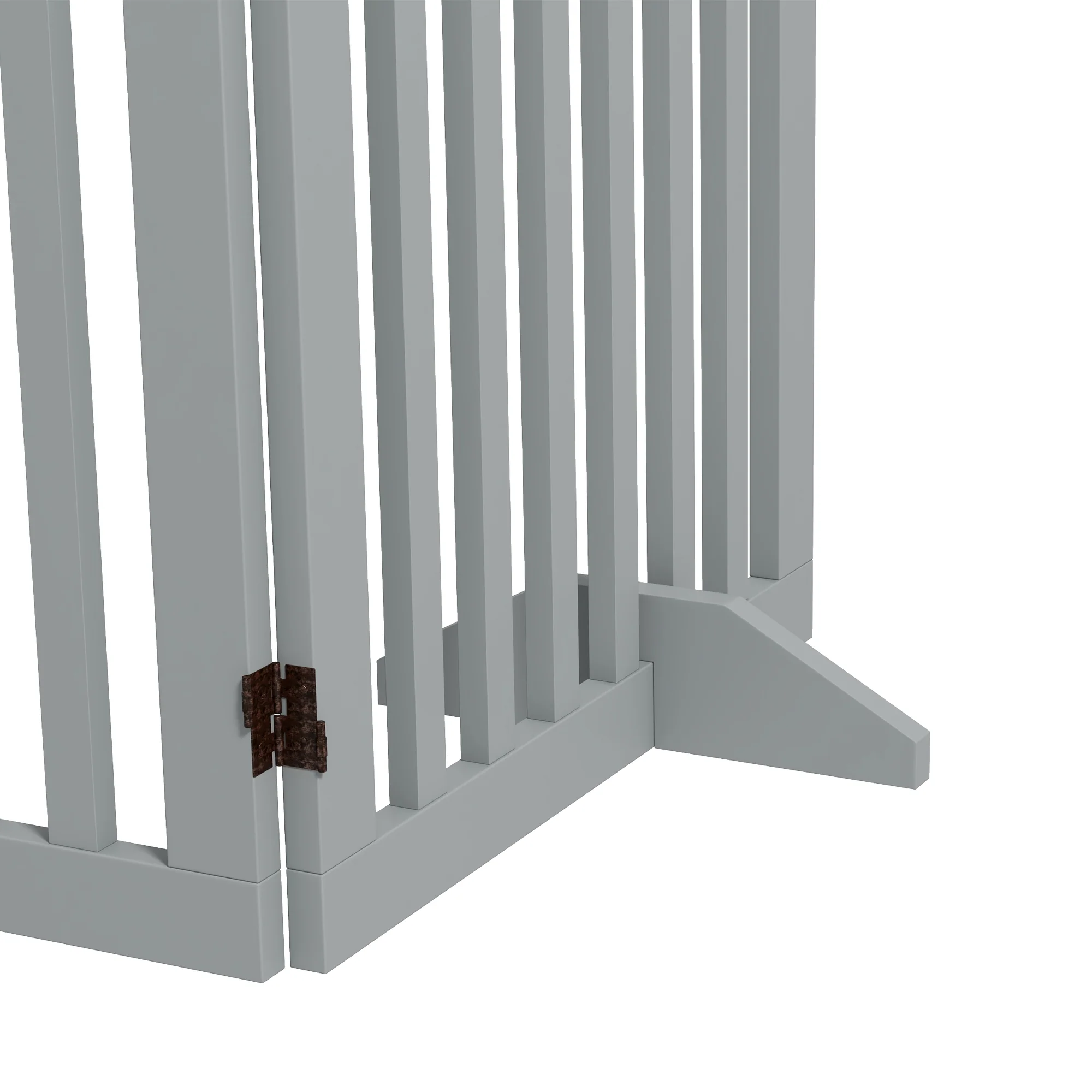 PawHut Pet Gate Foldable Fence Freestanding Dog Barrier w/ Support Feet Grey - Image 9