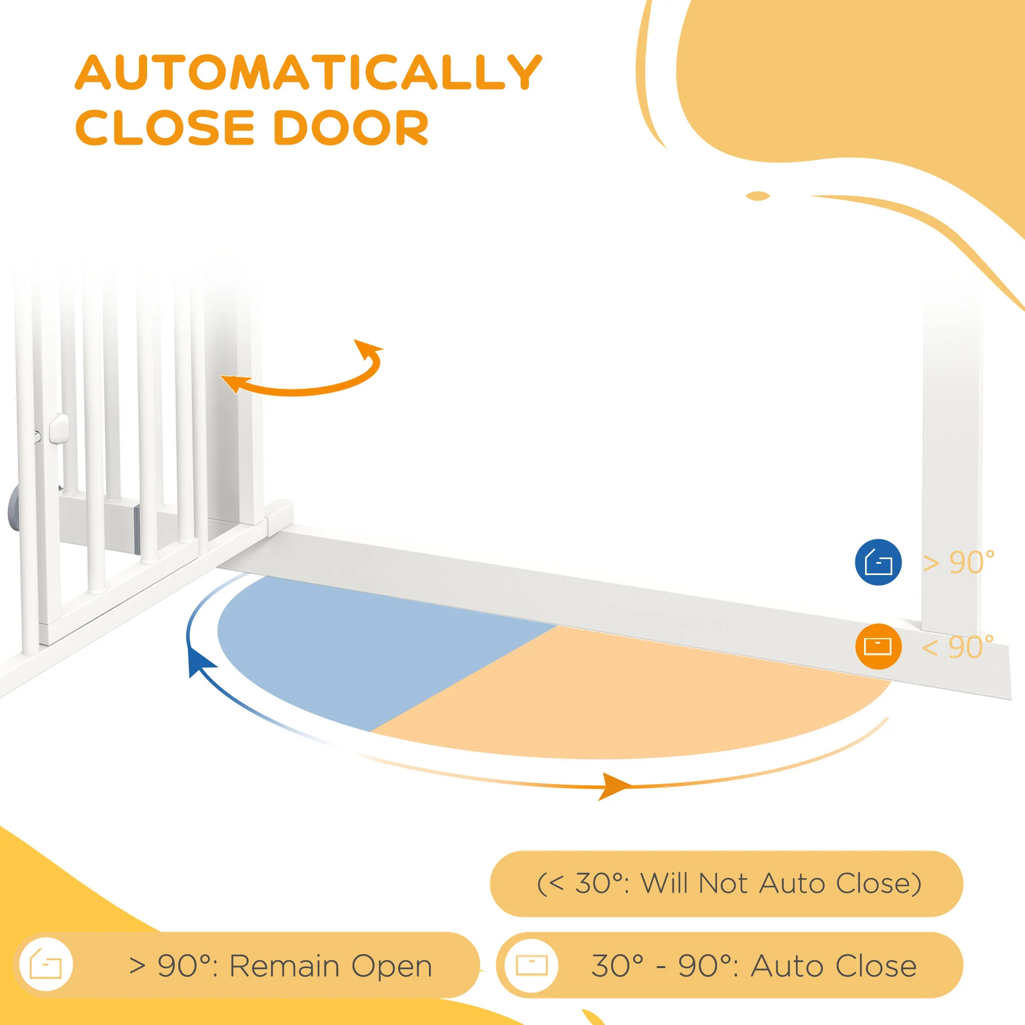 PawHut Pressure Fit Safety Gate, Dog Gate w/ Small Cat Door, 74-100cm Openings - Image 6