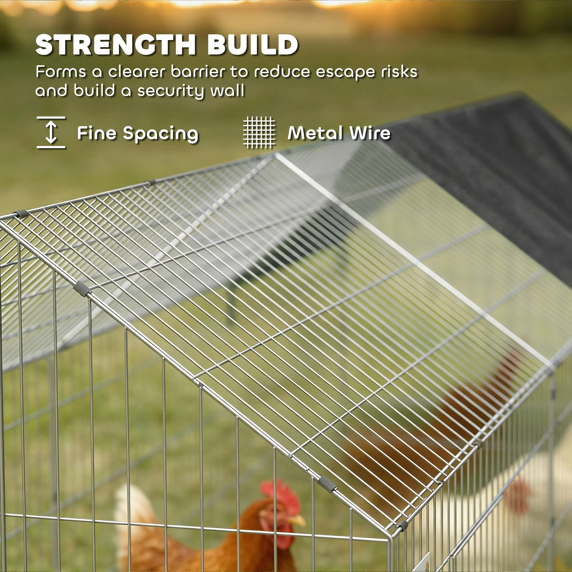 PawHut Rabbit Run, Pet Playpen W/ Protective Cover, 180 X 75 X 75 Cm, Black - Image 7