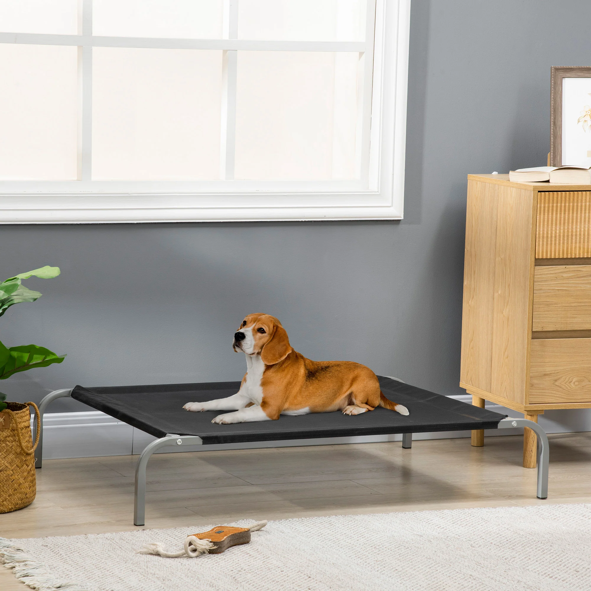 PawHut Raised Dog Bed 110cm- Black