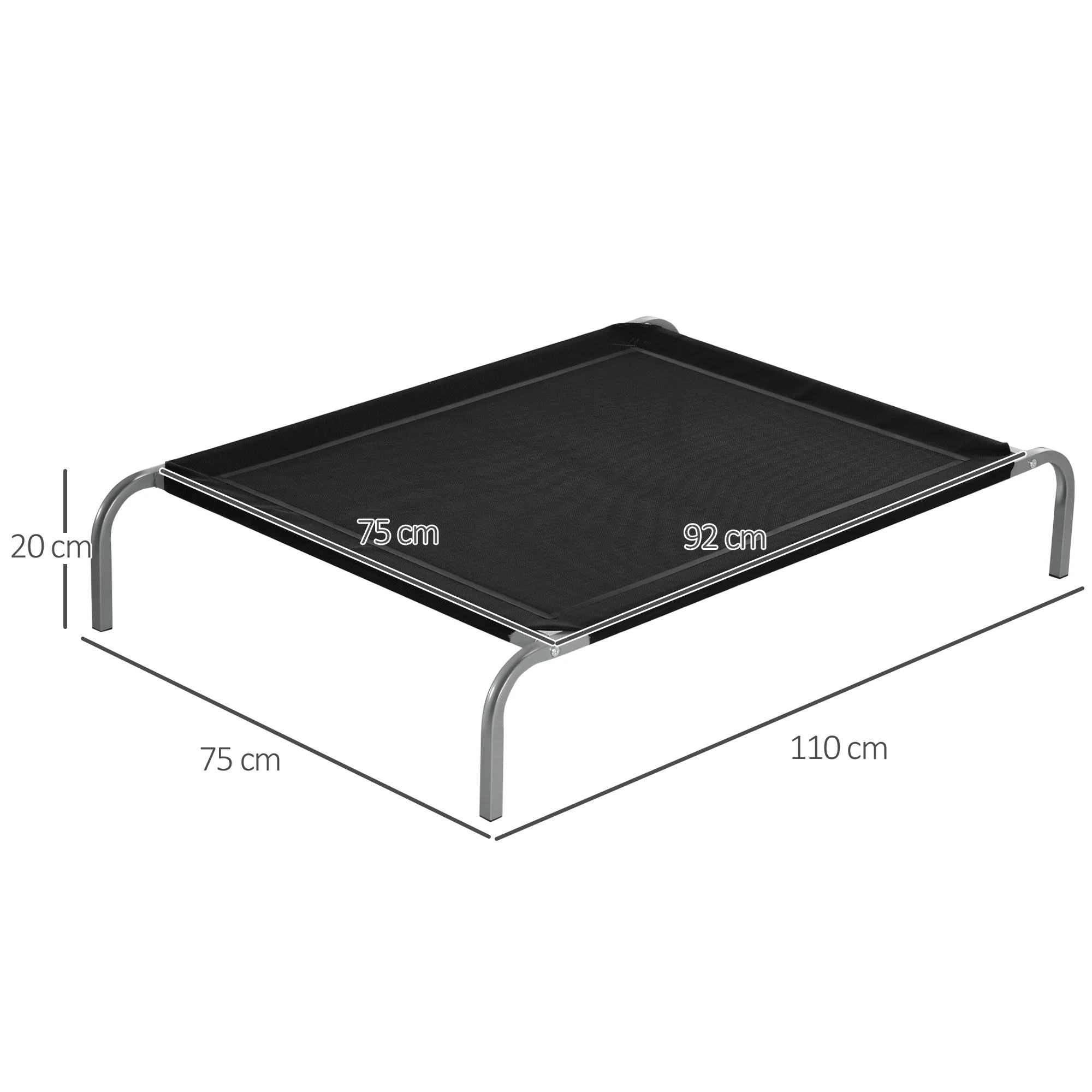 PawHut Raised Dog Bed 110cm- Black - Image 4