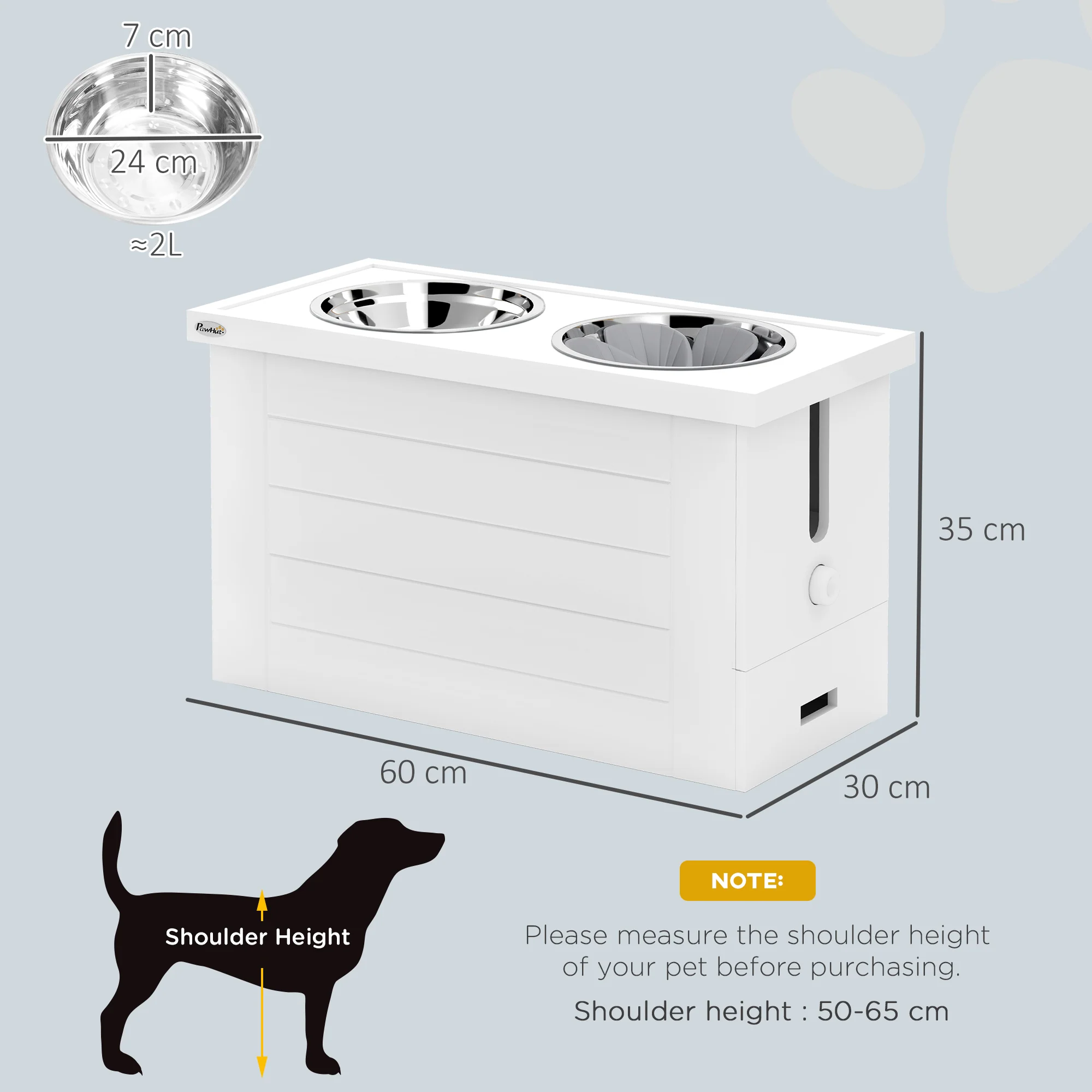PawHut Raised Dog Bowls with Slow Feeder Mat & Semi-Auto Dispenser Function - Image 5