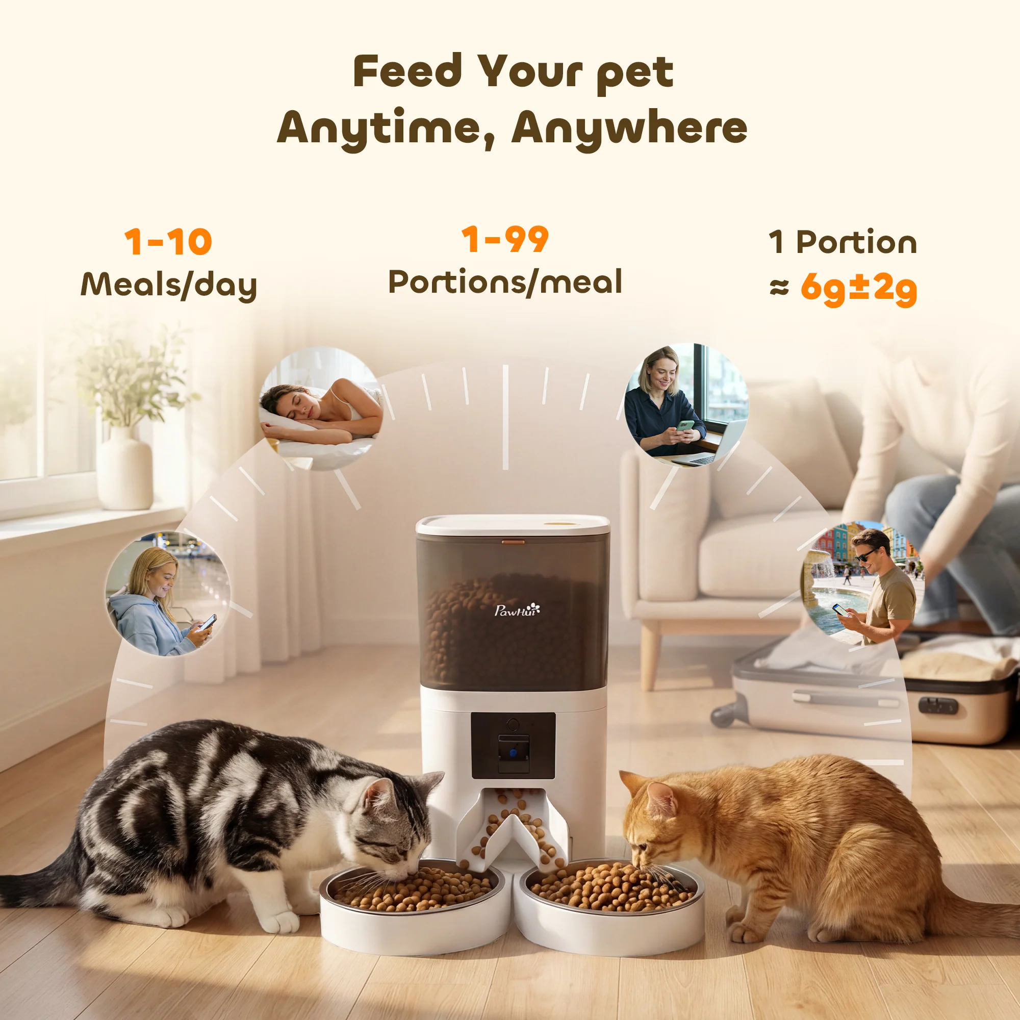 PawHut Smart Cat Feeder With HD Camera, 5G WiFi & Voice Recorder 6L - Image 3