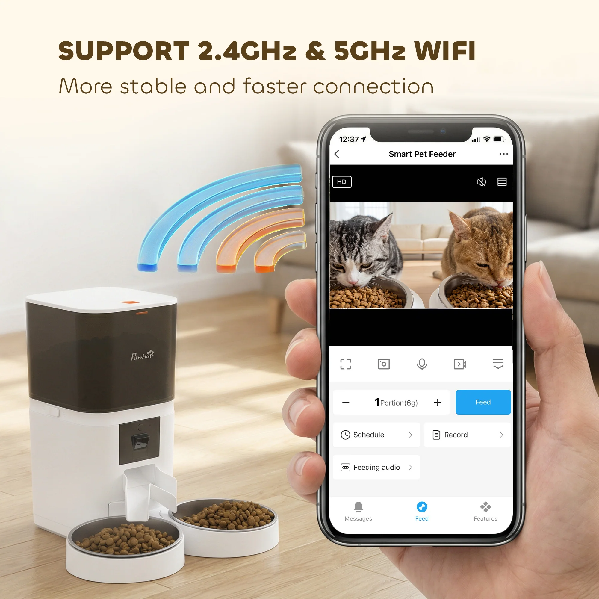 PawHut Smart Cat Feeder With HD Camera, 5G WiFi & Voice Recorder 6L - Image 7