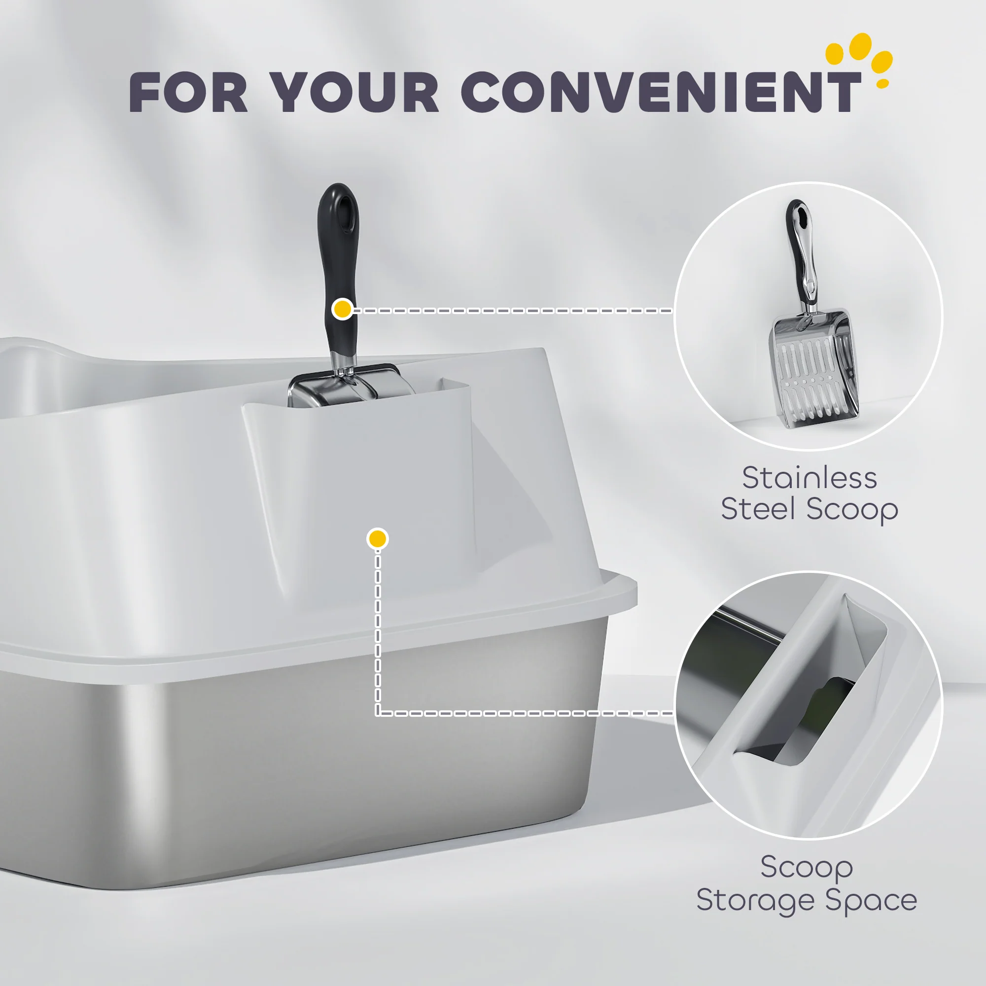PawHut Stainless Steel Cat Litter Box With High Sides - Image 17