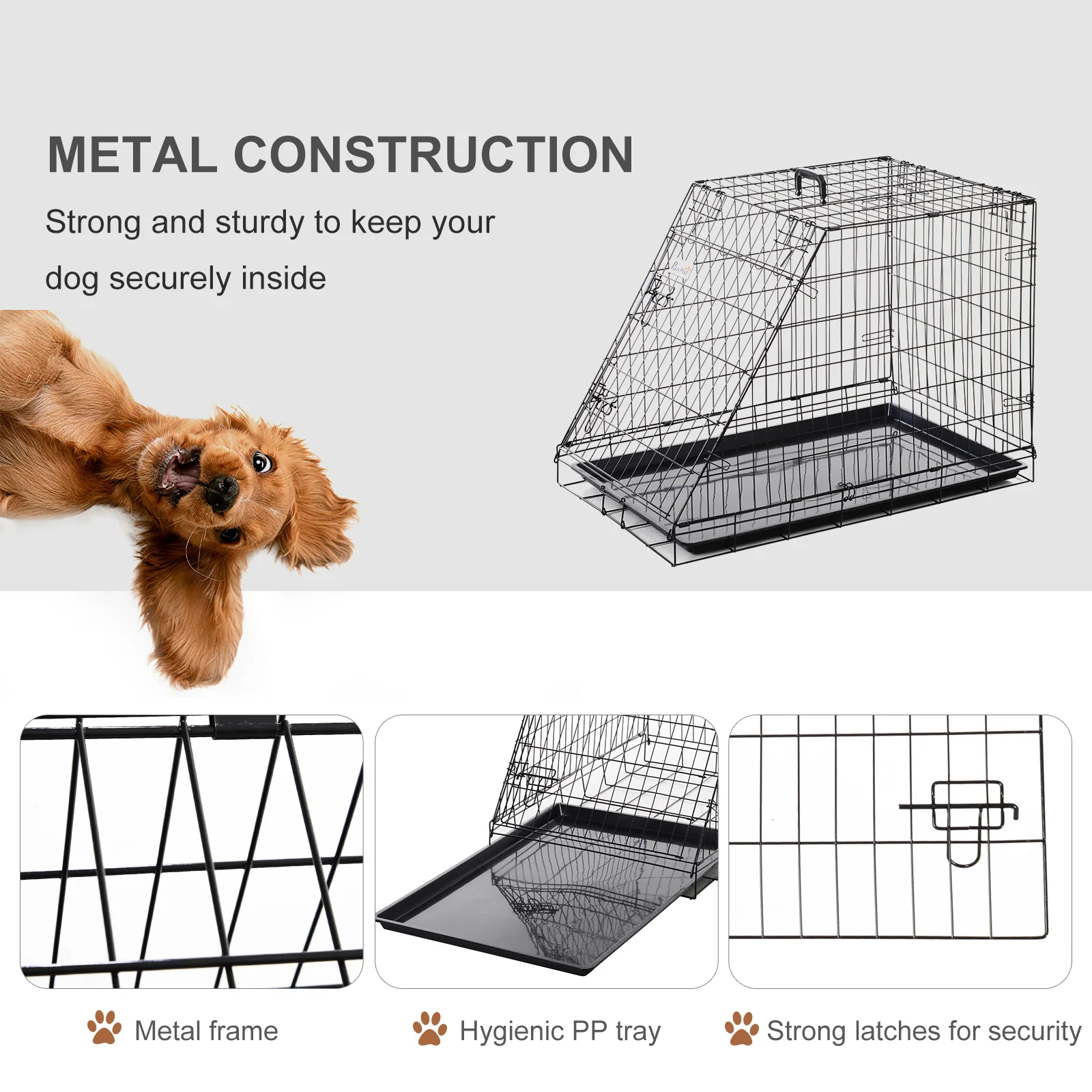 Pawhut Trapeze Collapsible Dog Pet Travel Box Cage Removable Tray 93Lx58Wx65H Cm - Image 4