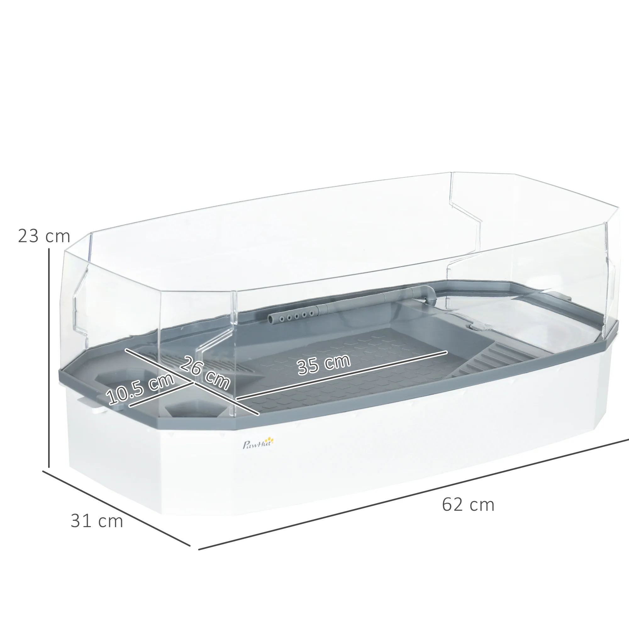 PawHut Turtle Tank for Turtles, Terrapin, Small Reptiles - White - Image 5