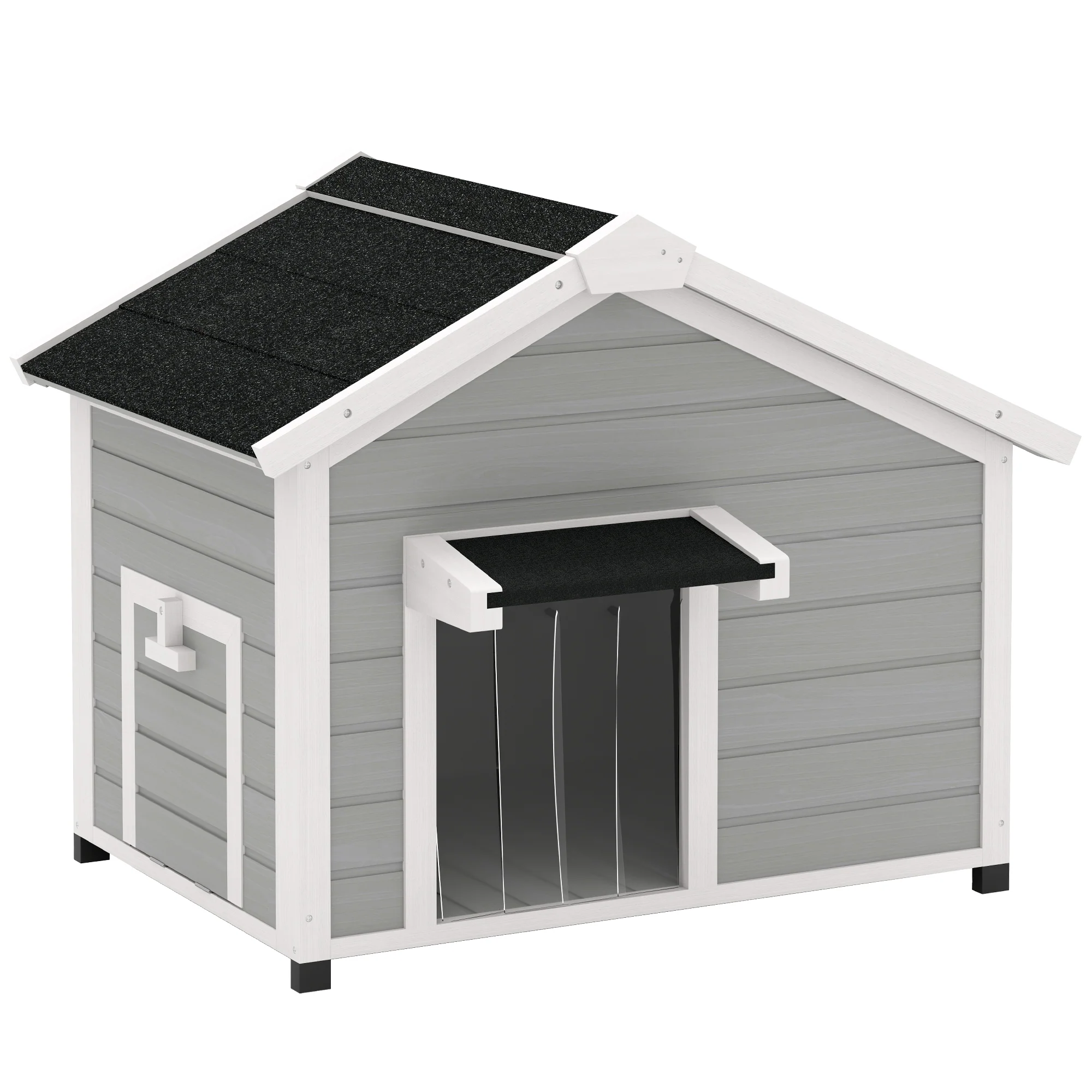 PawHut Wooden Dog House with Openable Roof, Removable Floor, Light Grey