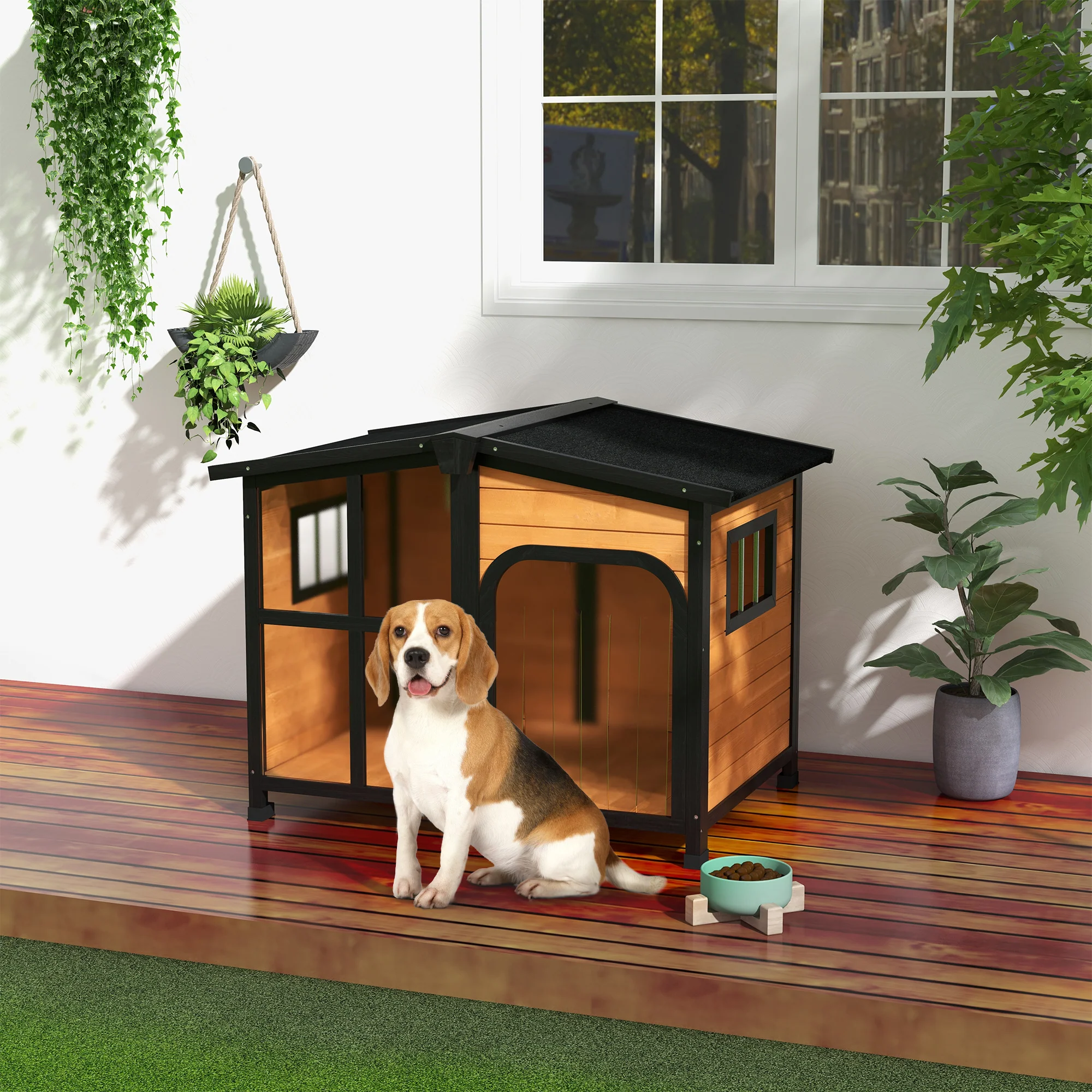 PawHut Wooden Dog Kennel, Dog House with Removable Floor - Image 11