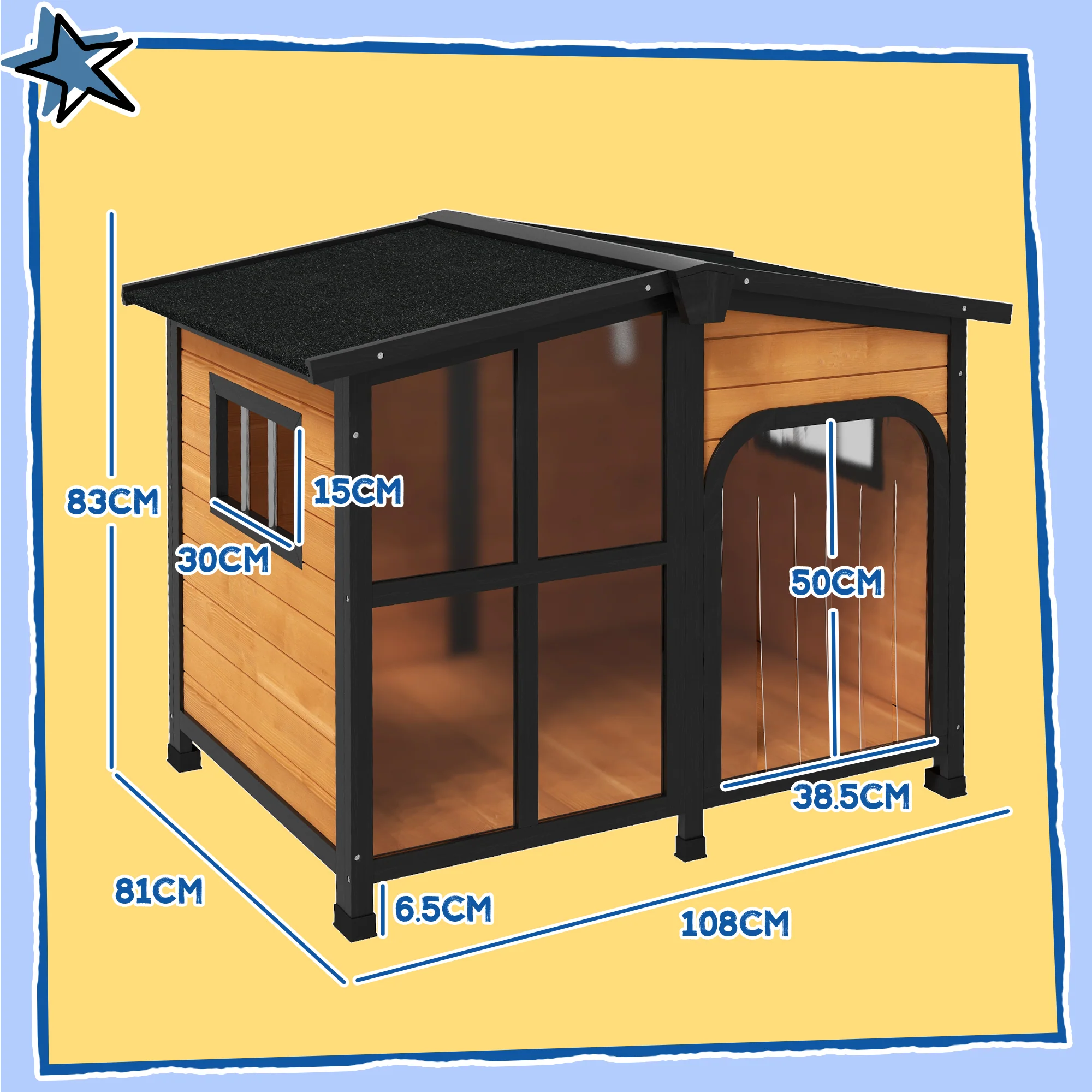 PawHut Wooden Dog Kennel, Dog House with Removable Floor - Image 14