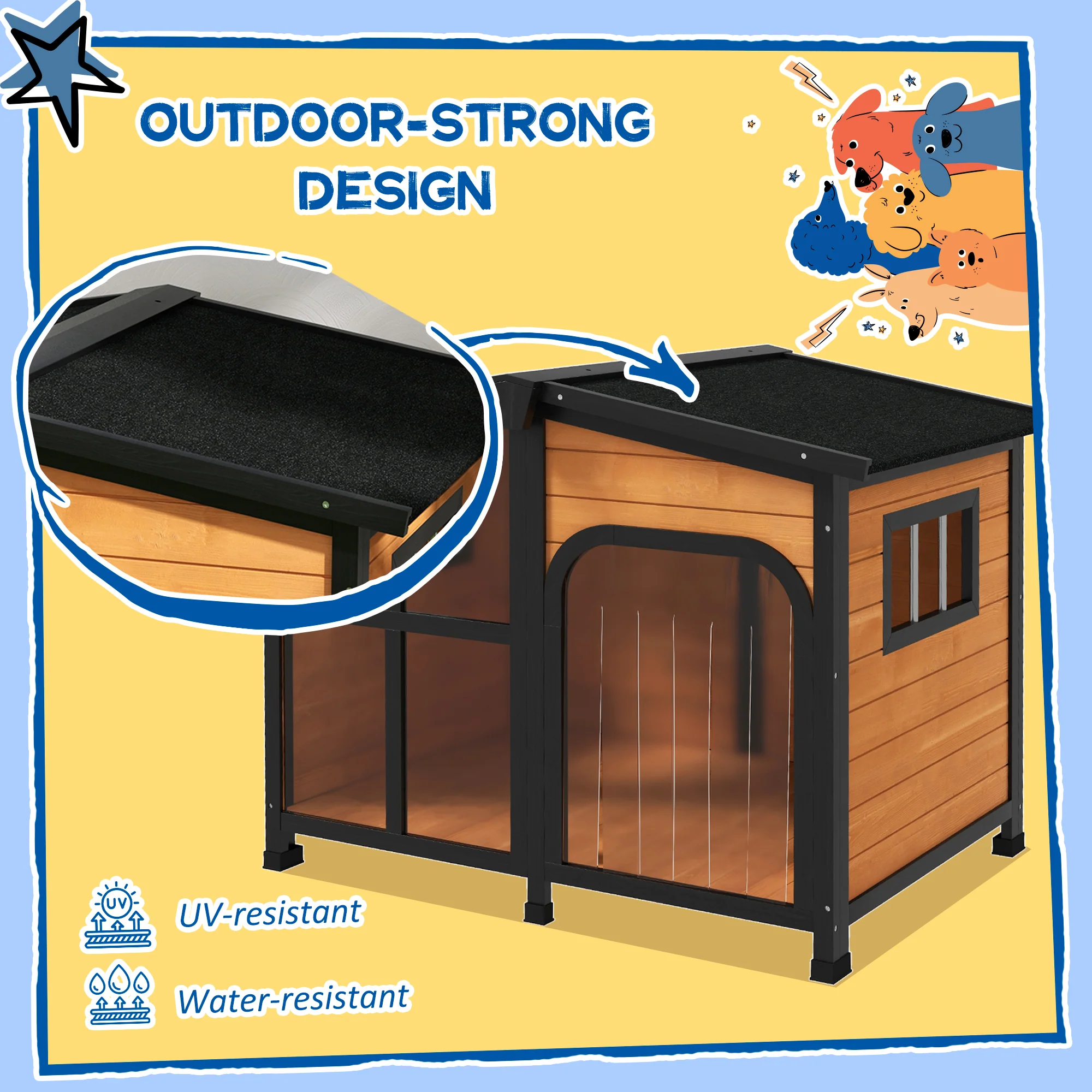 PawHut Wooden Dog Kennel, Dog House with Removable Floor - Image 16