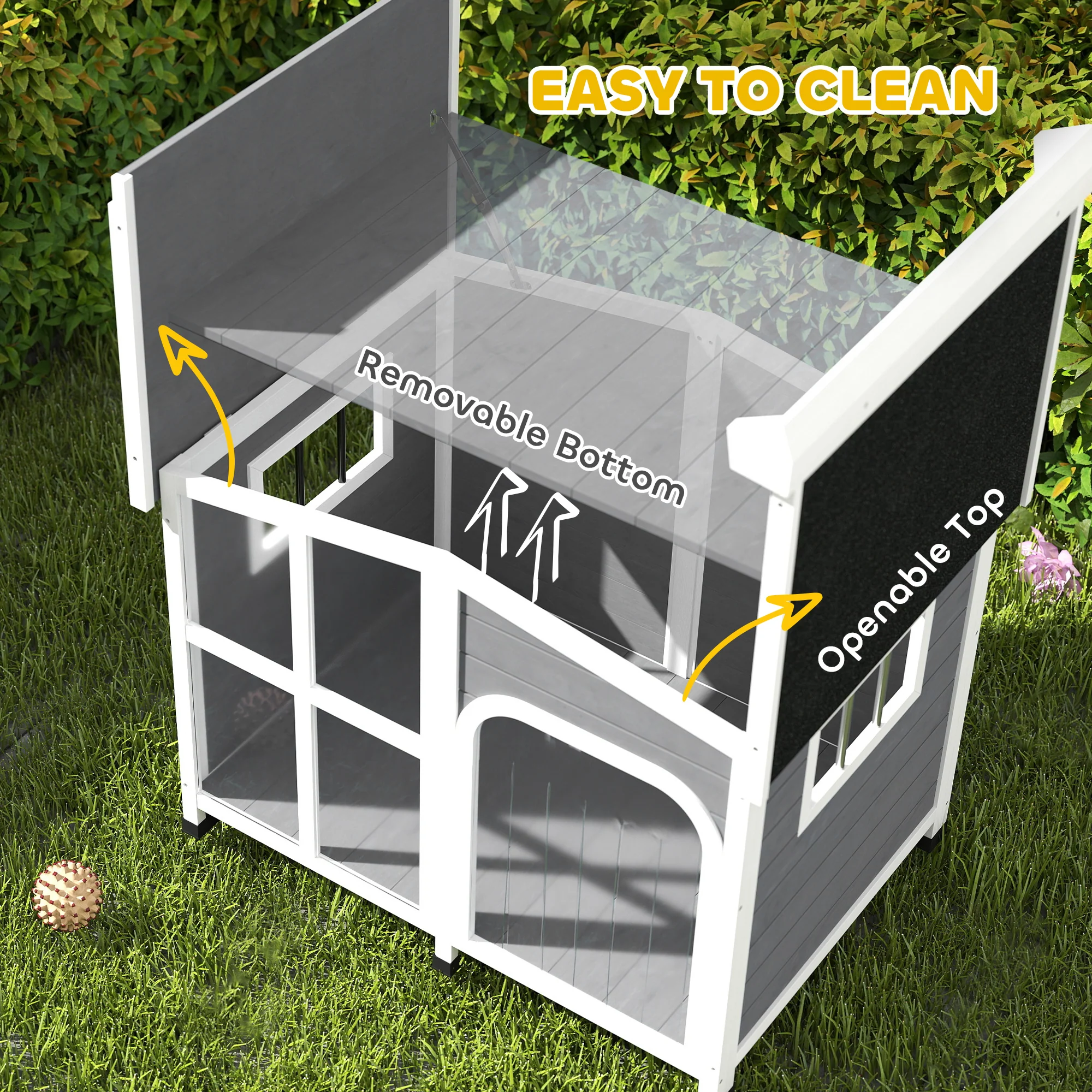 PawHut Wooden Dog Kennel, Dog House with Removable Floor - Image 4