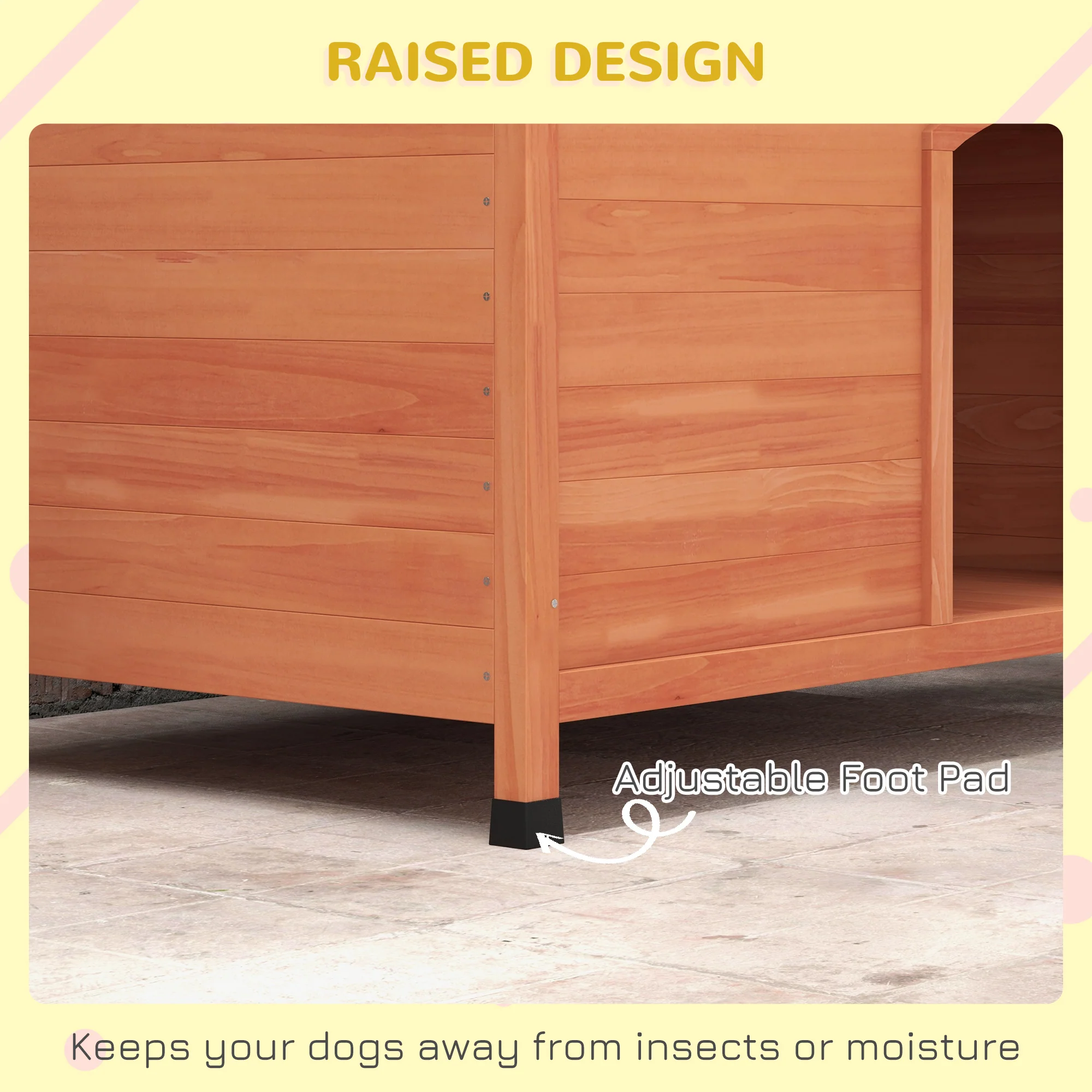 PawHut Wooden Dog Kennel with Removable Floor, Openable Roof - Image 7