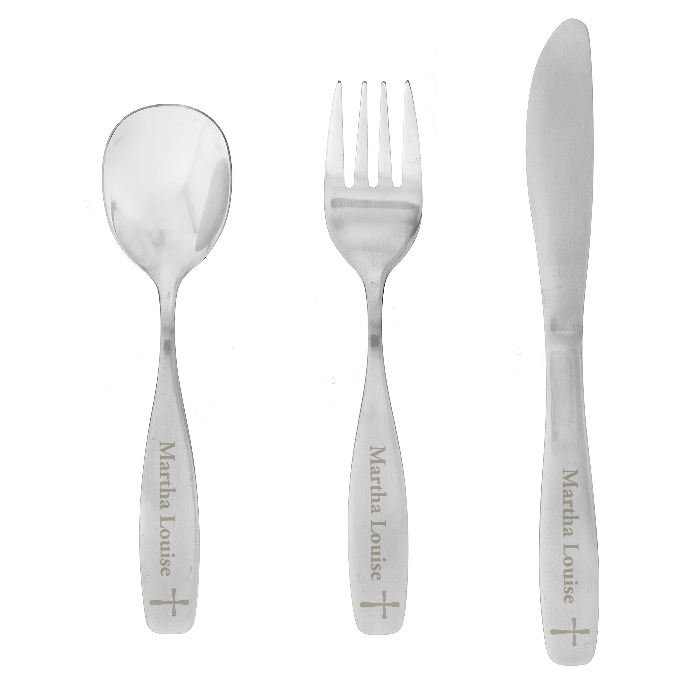 Personalised 3 Piece Cross Cutlery Set - Image 2