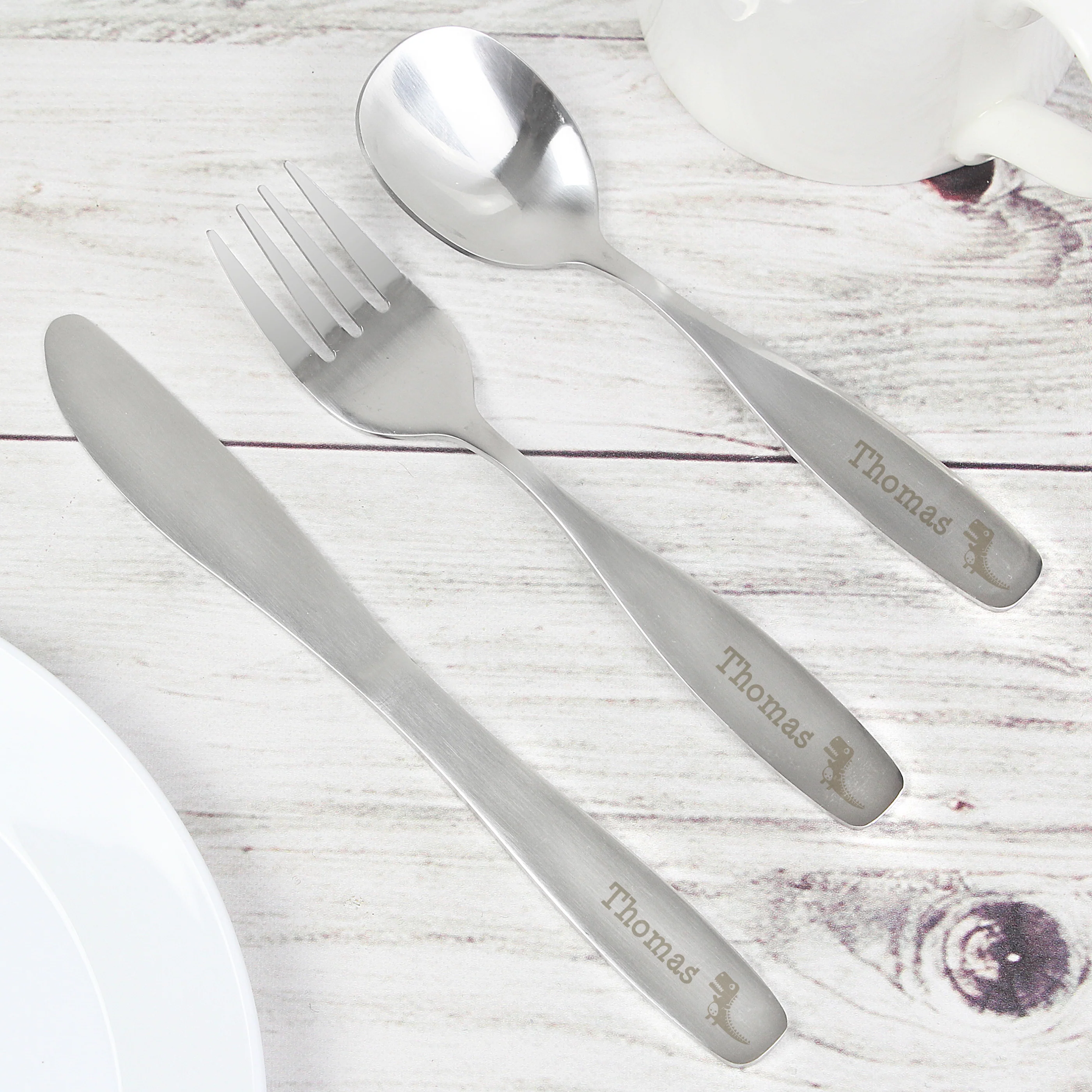 Personalised 3 Piece Dinosaur Cutlery Set - Image 5