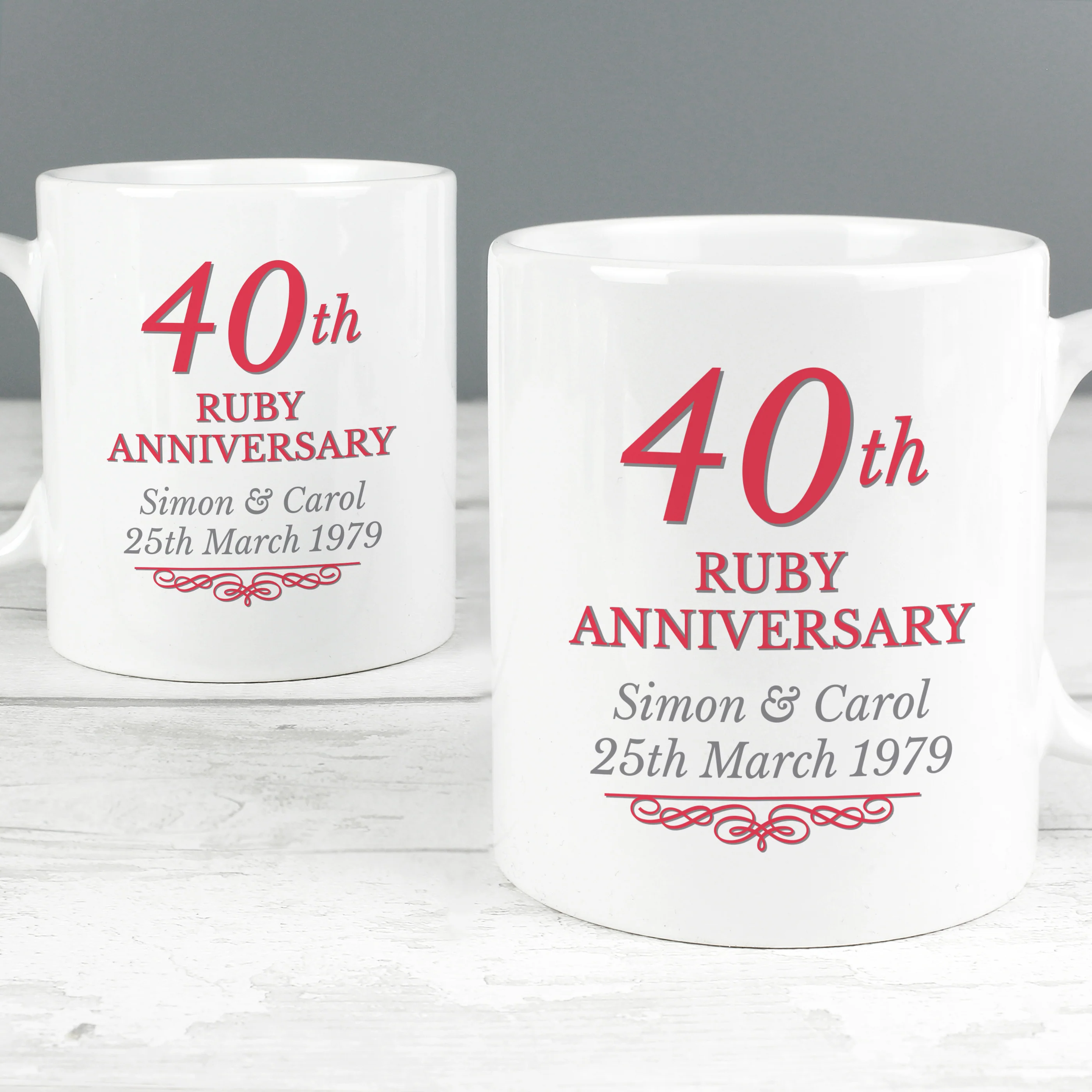 Personalised 40th Ruby Anniversary Mug Set - Image 3