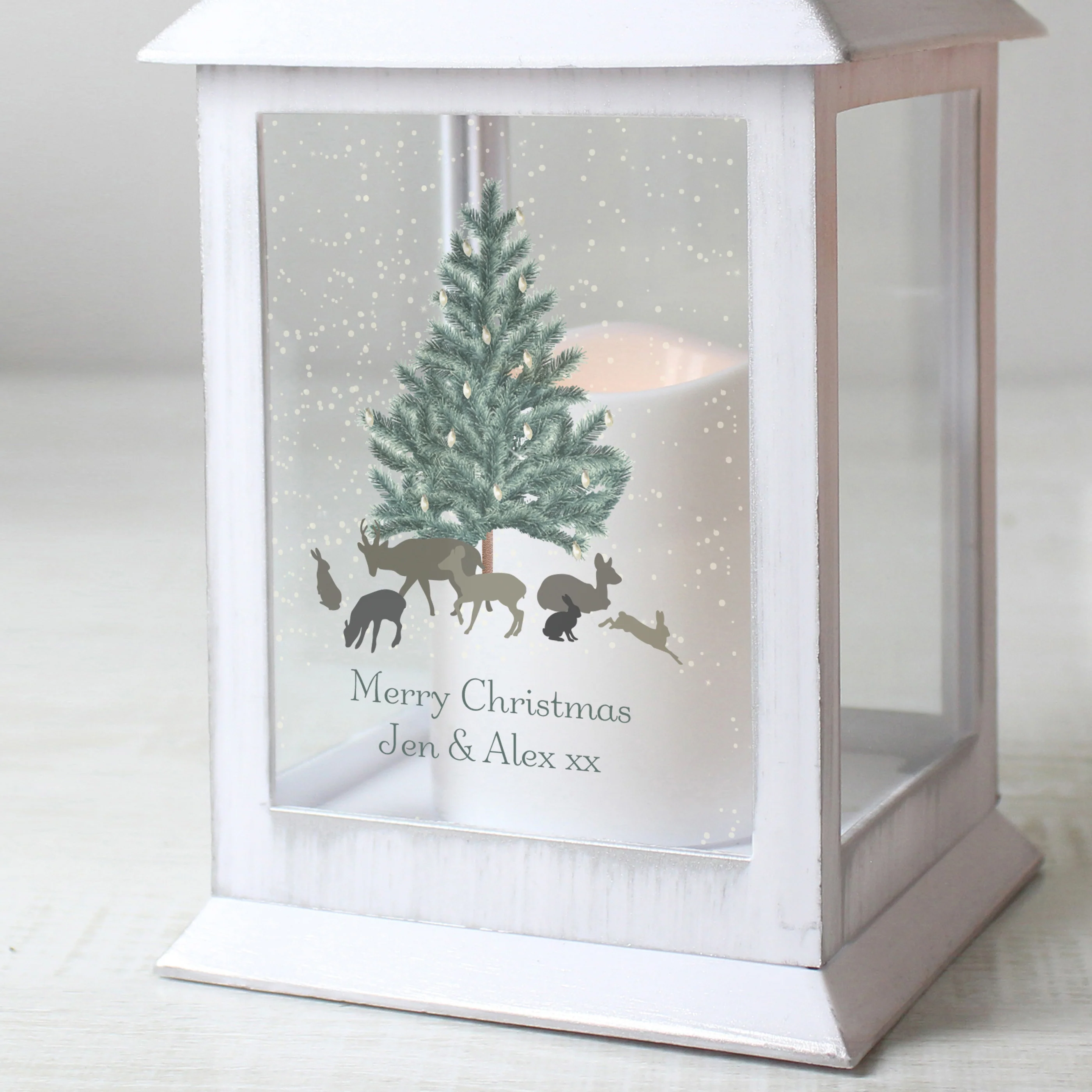 Personalised A Winter's Night White Lantern - Image 3