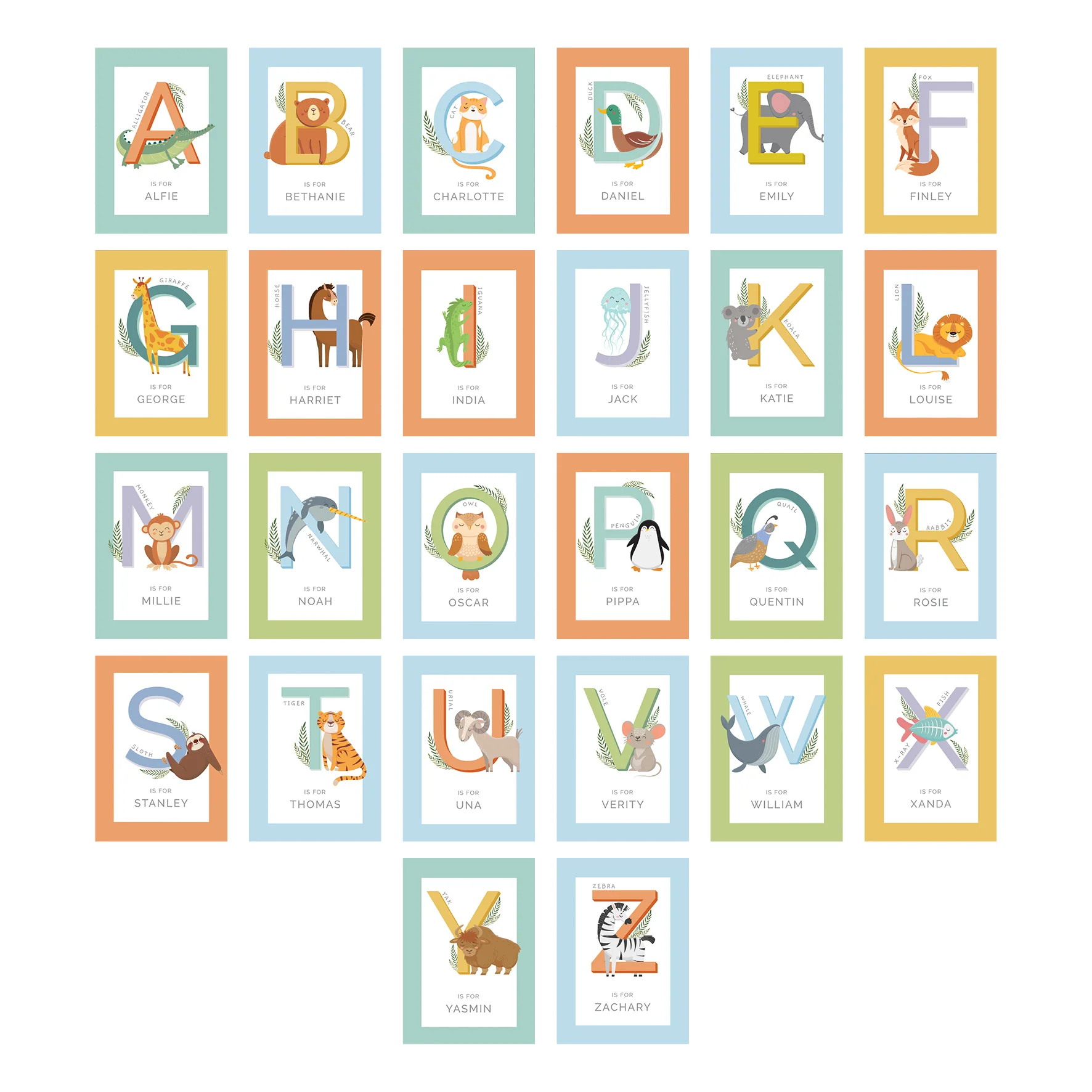 Personalised Animal Alphabet White Poster Frame - Image 2