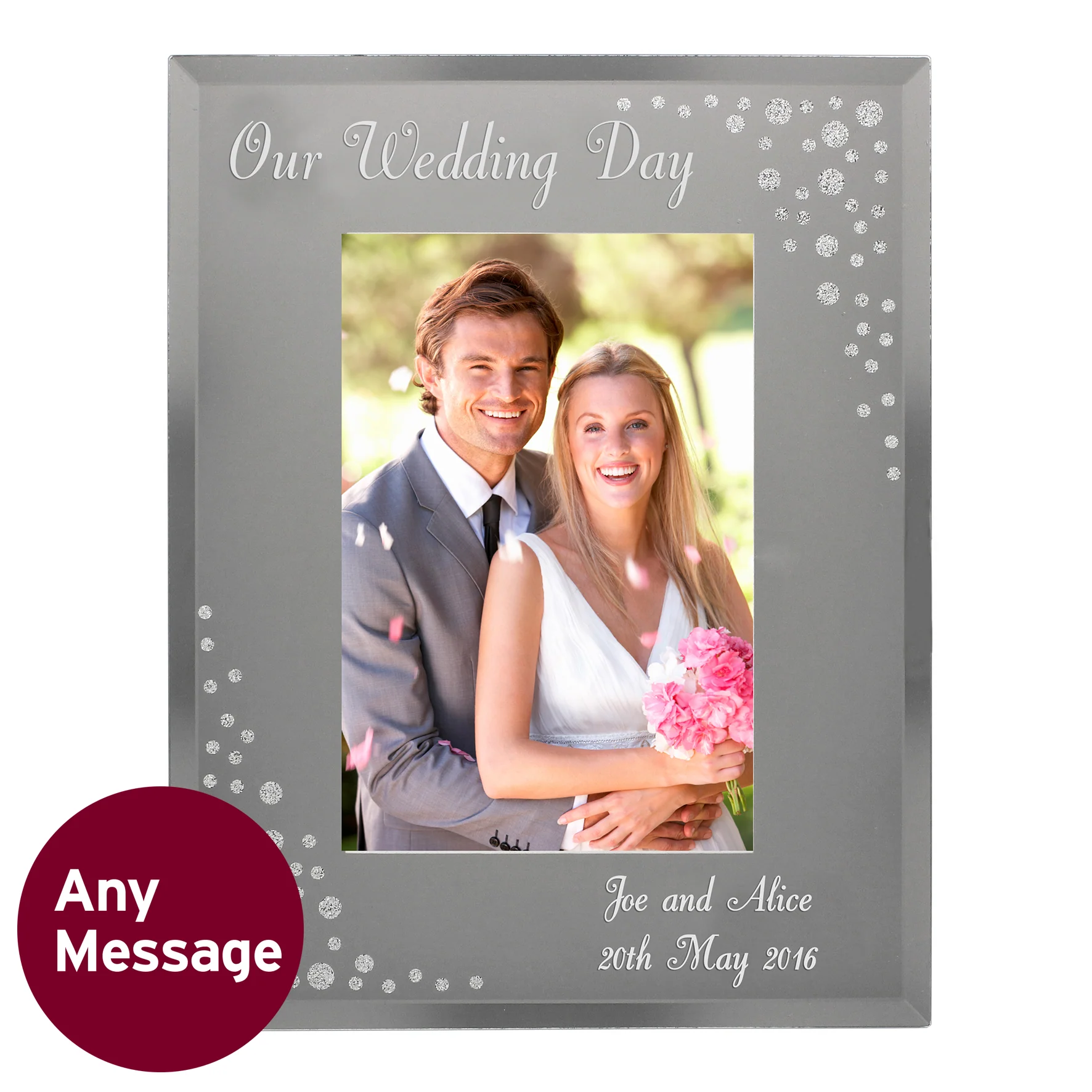 Personalised Any Message 6x4 Diamante Glass Photo Frame - Image 10