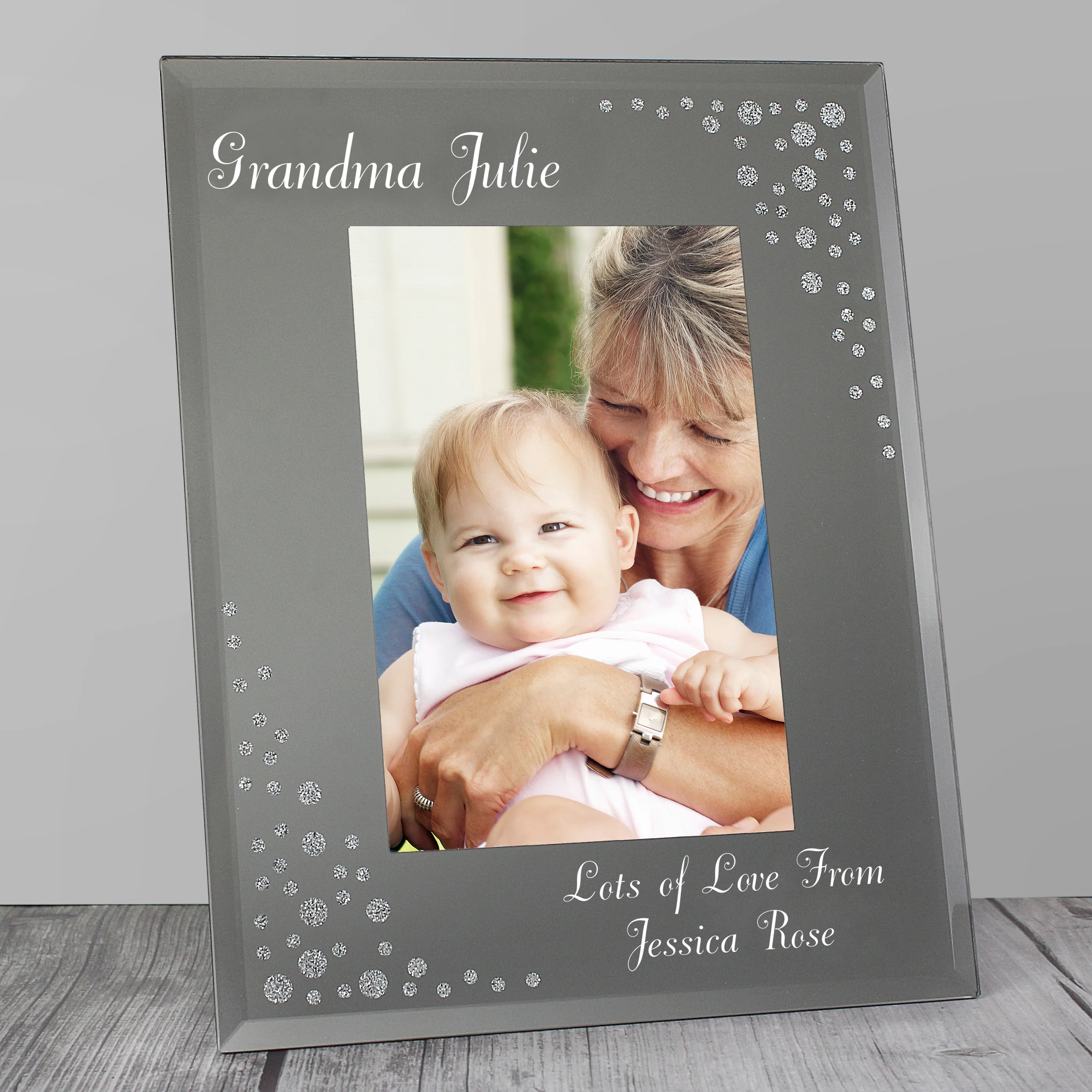 Personalised Any Message 6x4 Diamante Glass Photo Frame - Image 4