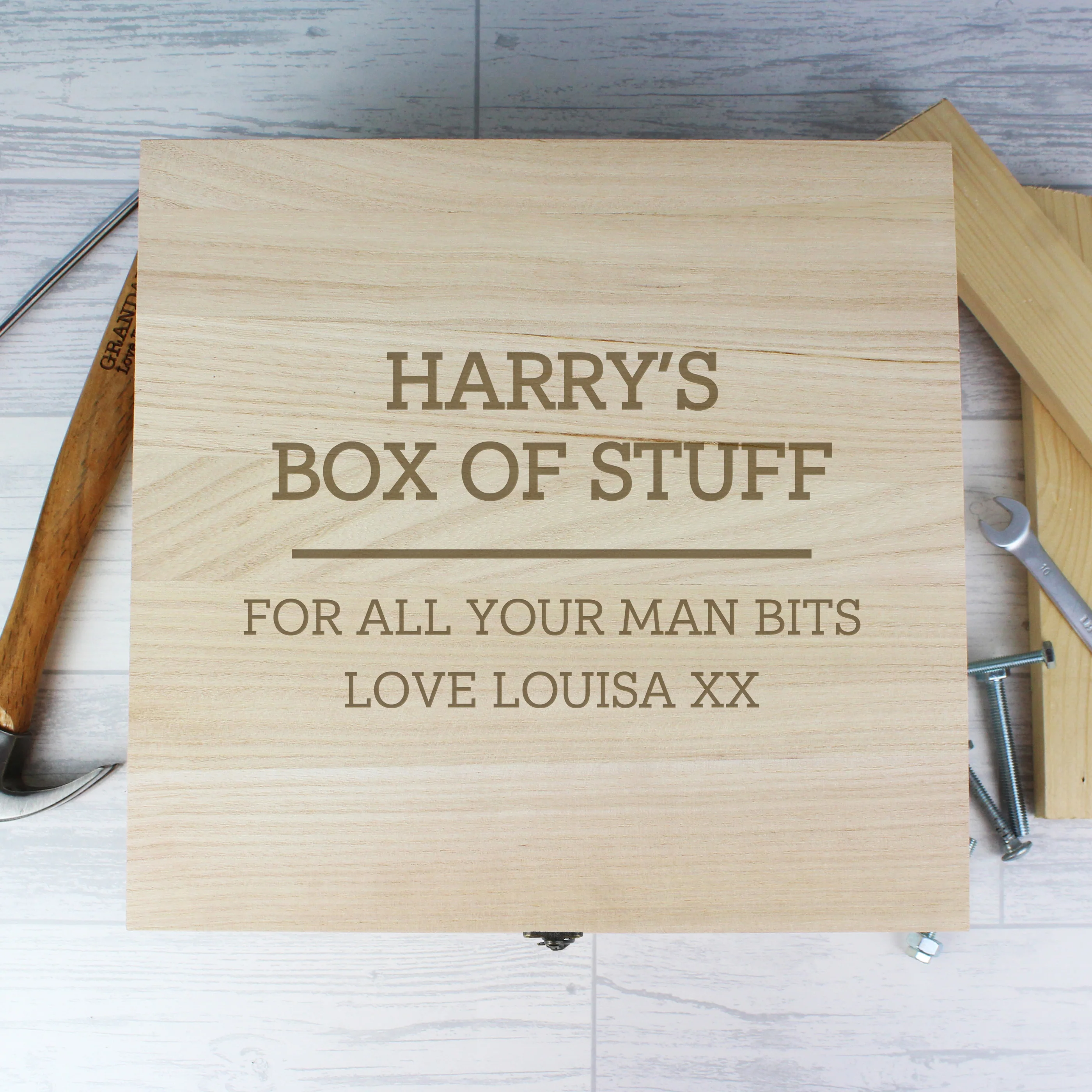 Personalised Any Message Large Wooden Keepsake Box - Image 8