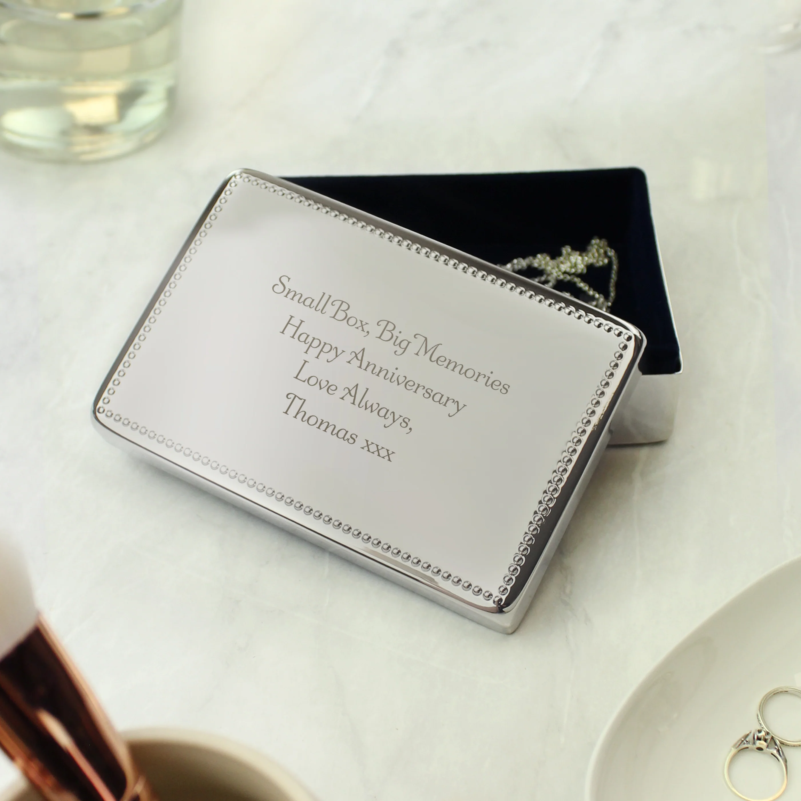 Personalised Any Message Rectangular Jewellery Box - Image 2