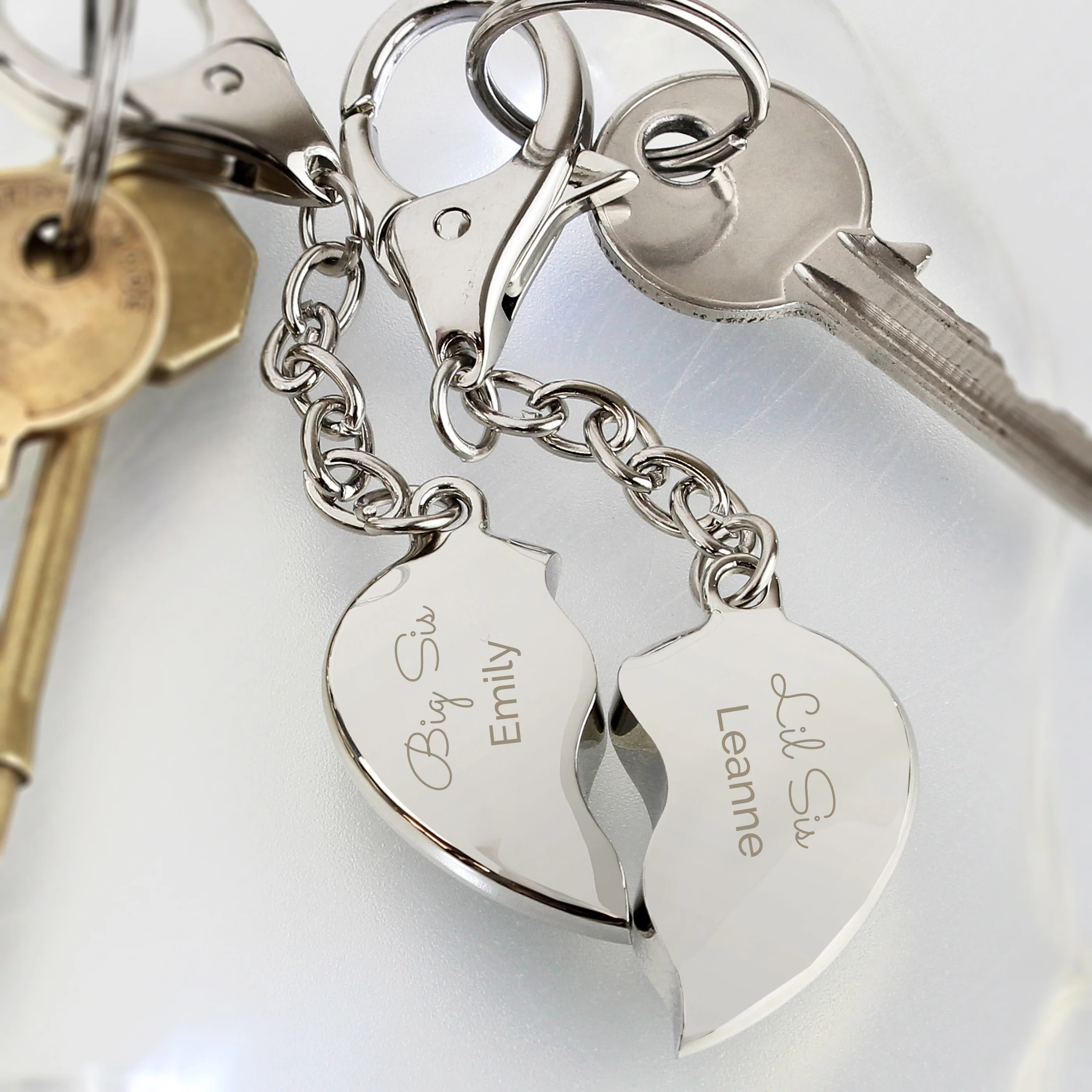 Personalised Any Message Two Hearts Keyring - Image 6