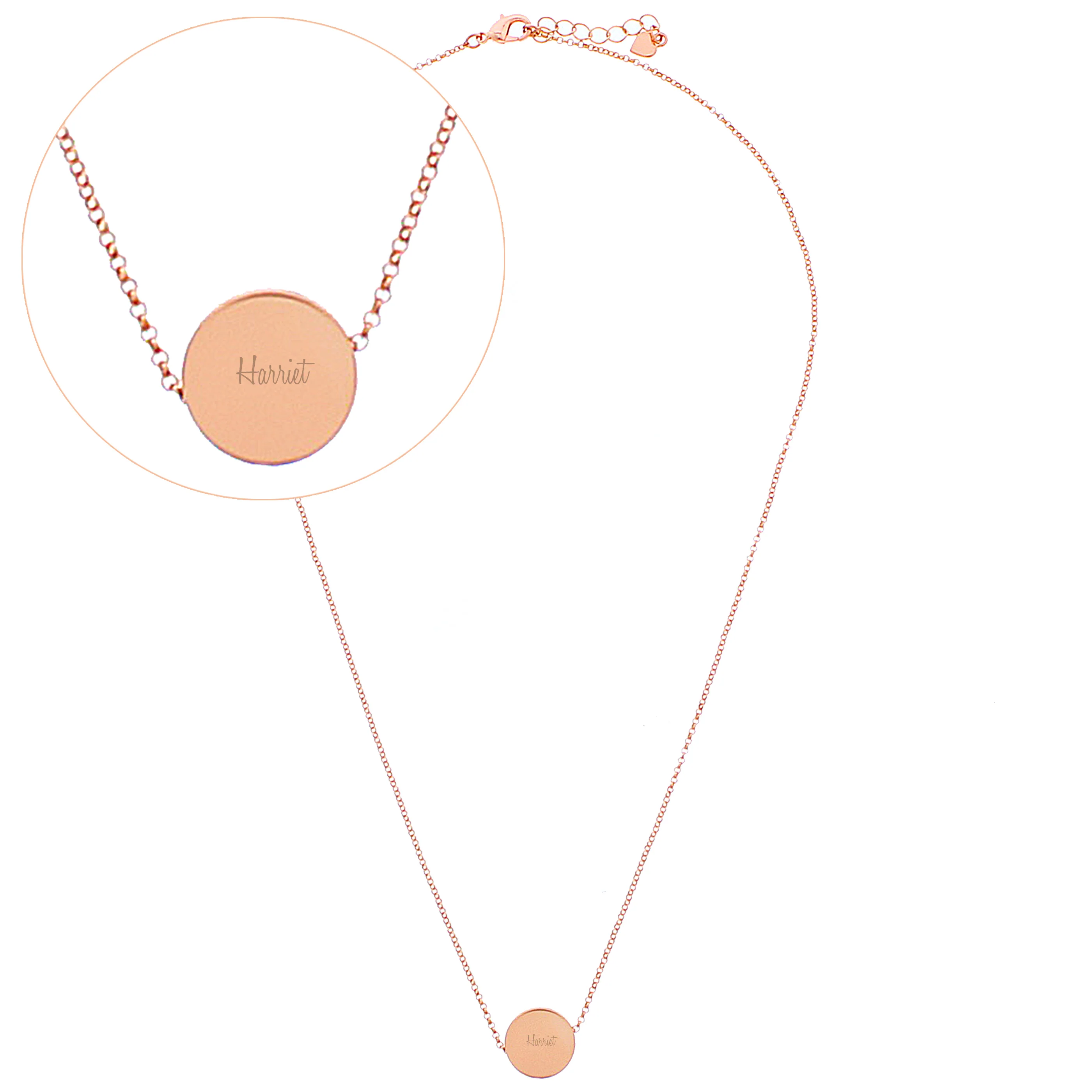 Personalised Any Name Rose Gold Tone Disc Necklace - Image 8