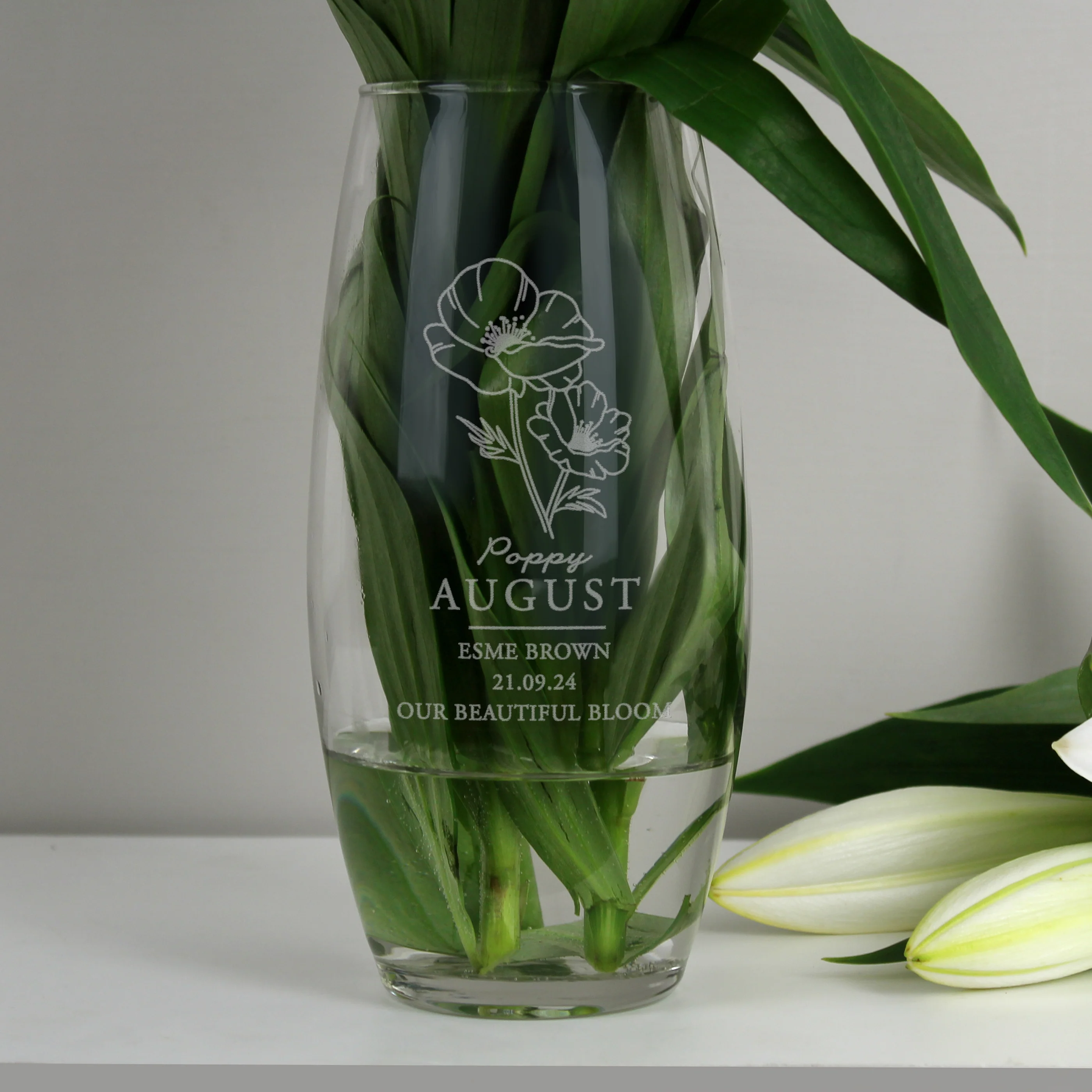 Personalised August Birth Flower Bullet Vase - Image 2