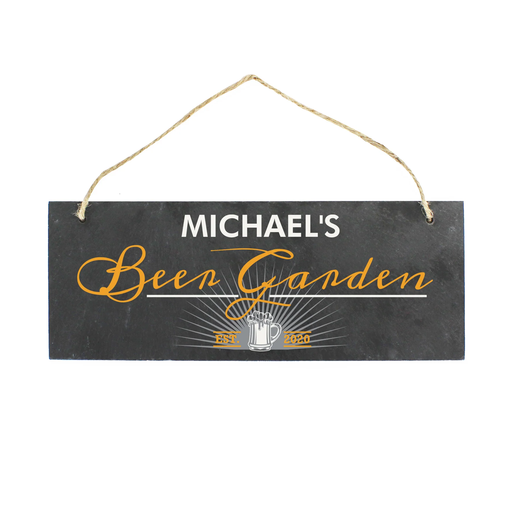 Personalised "Beer Garden" Printed Hanging Slate Plaque - Image 2