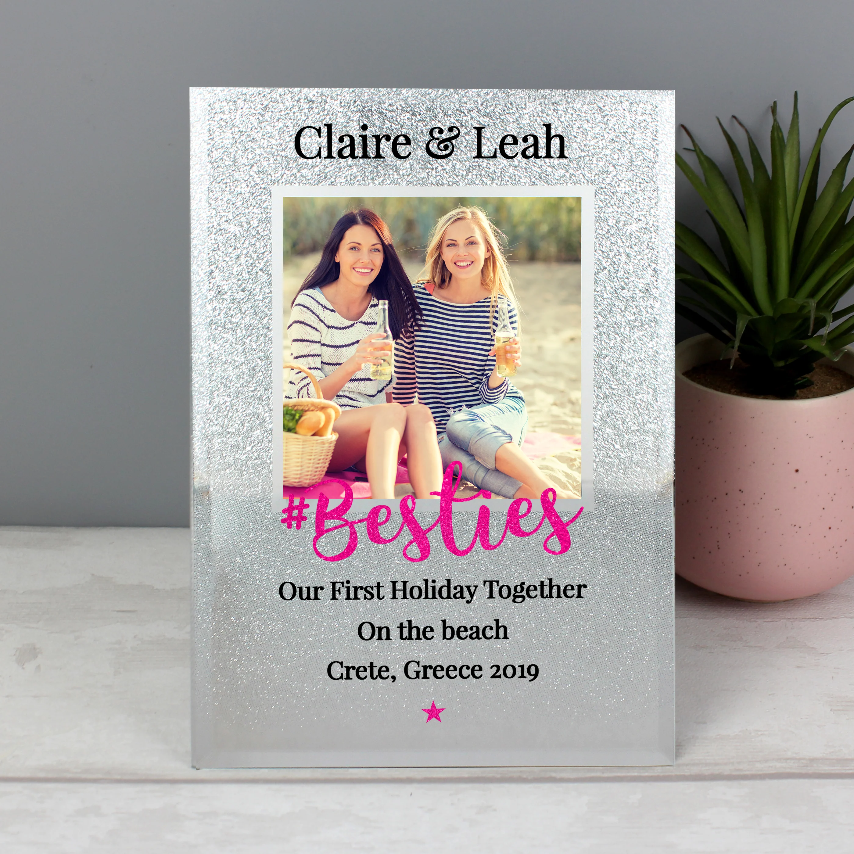 Personalised 'Bestie' 4x4 Glitter Glass Photo Frame - Image 4