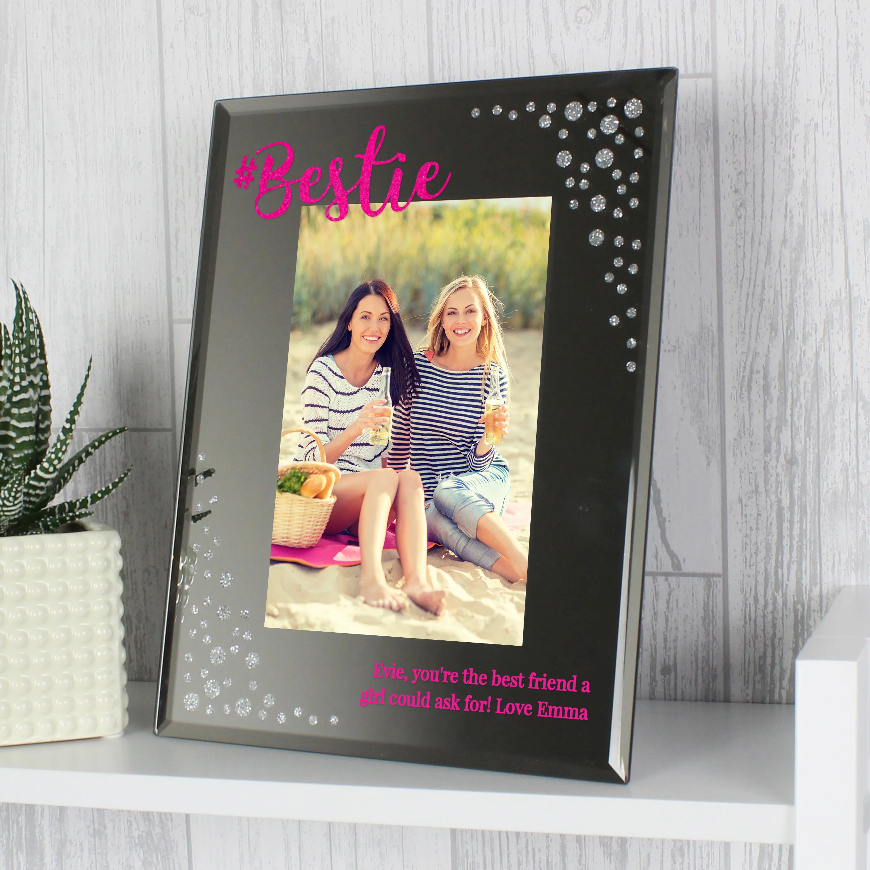 Personalised Bestie 6x4 Diamante Glass Photo Frame - Image 3