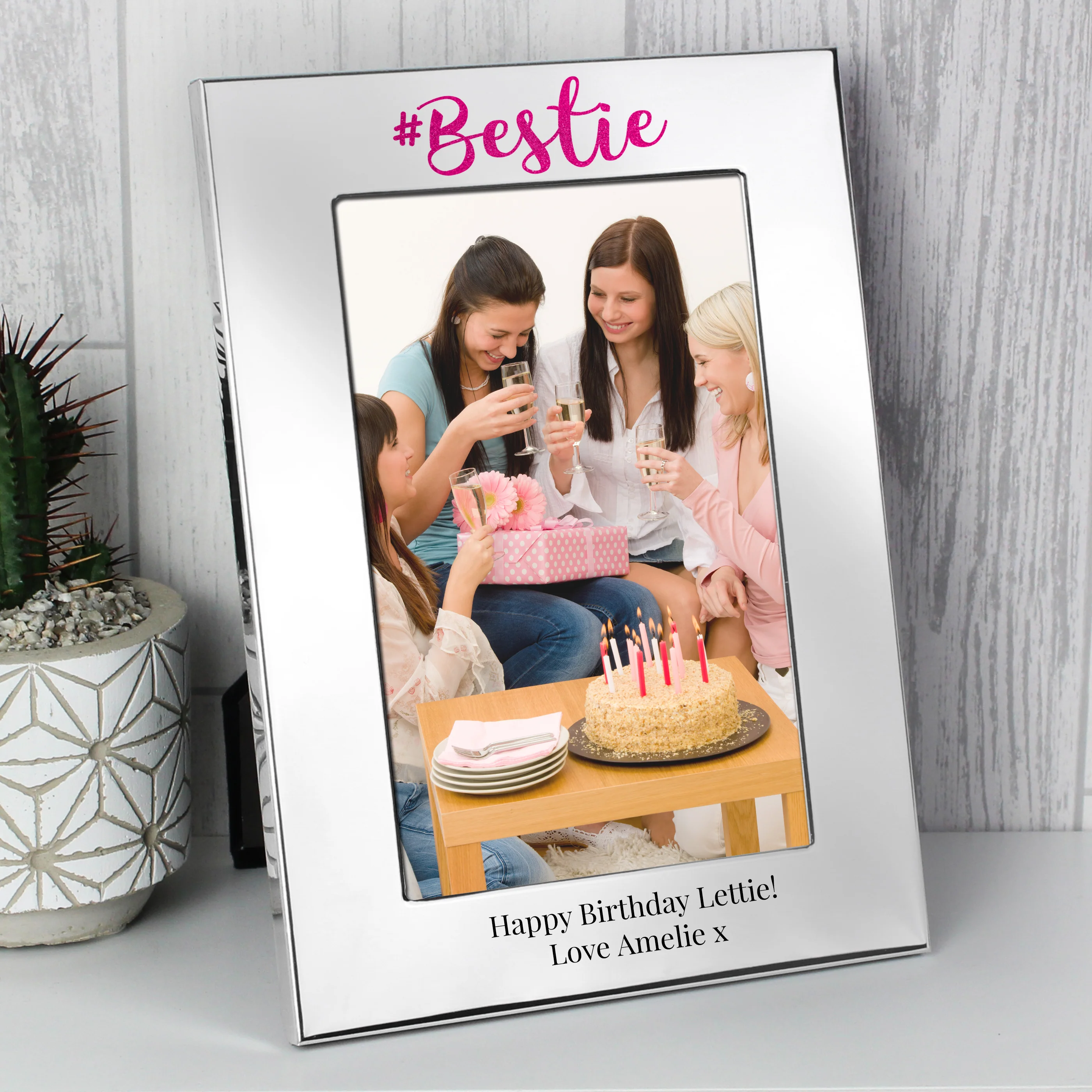Personalised #Bestie 6x4 Silver Photo Frame - Image 3