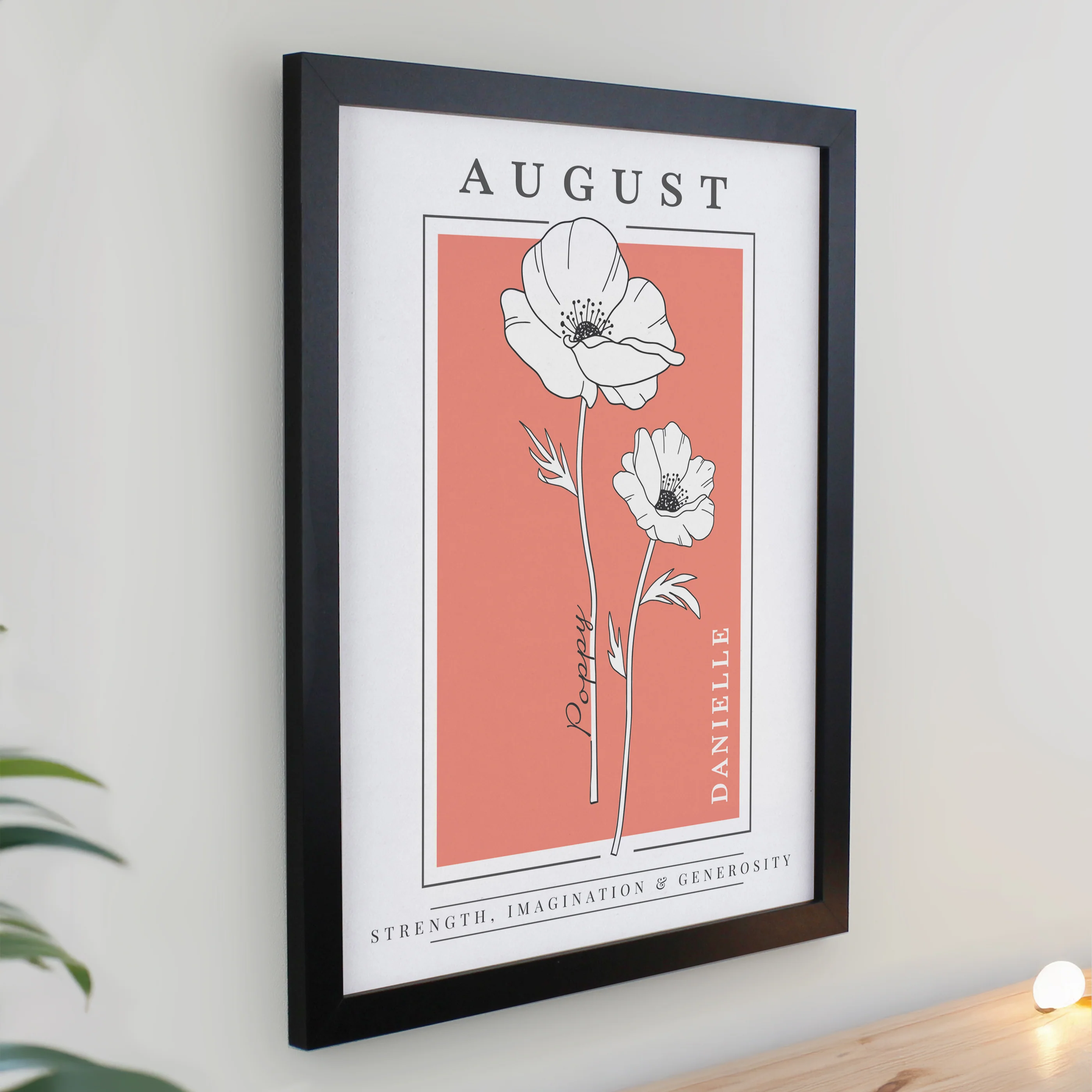 Personalised Birth Flower Black Poster Frame - Image 10