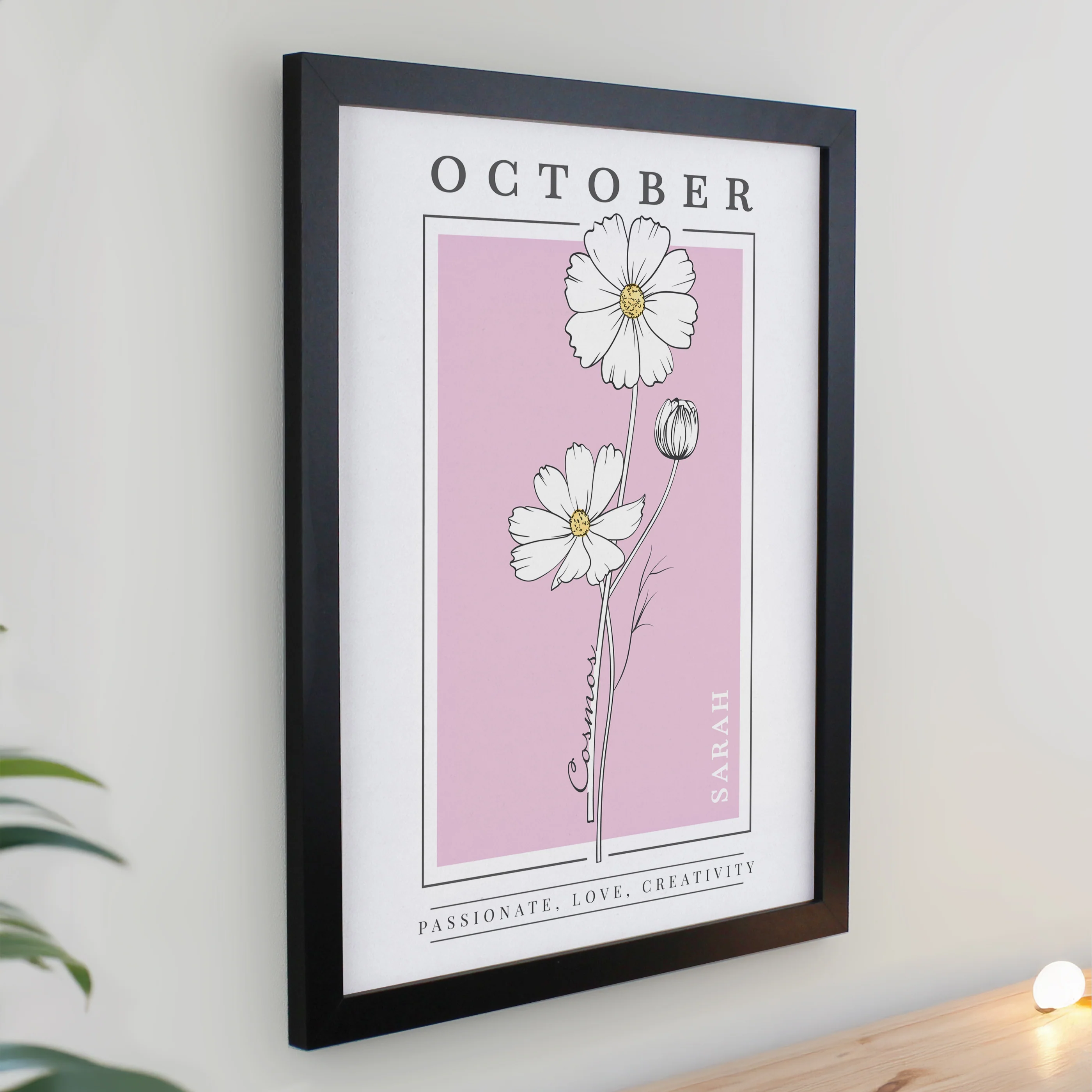 Personalised Birth Flower Black Poster Frame - Image 12