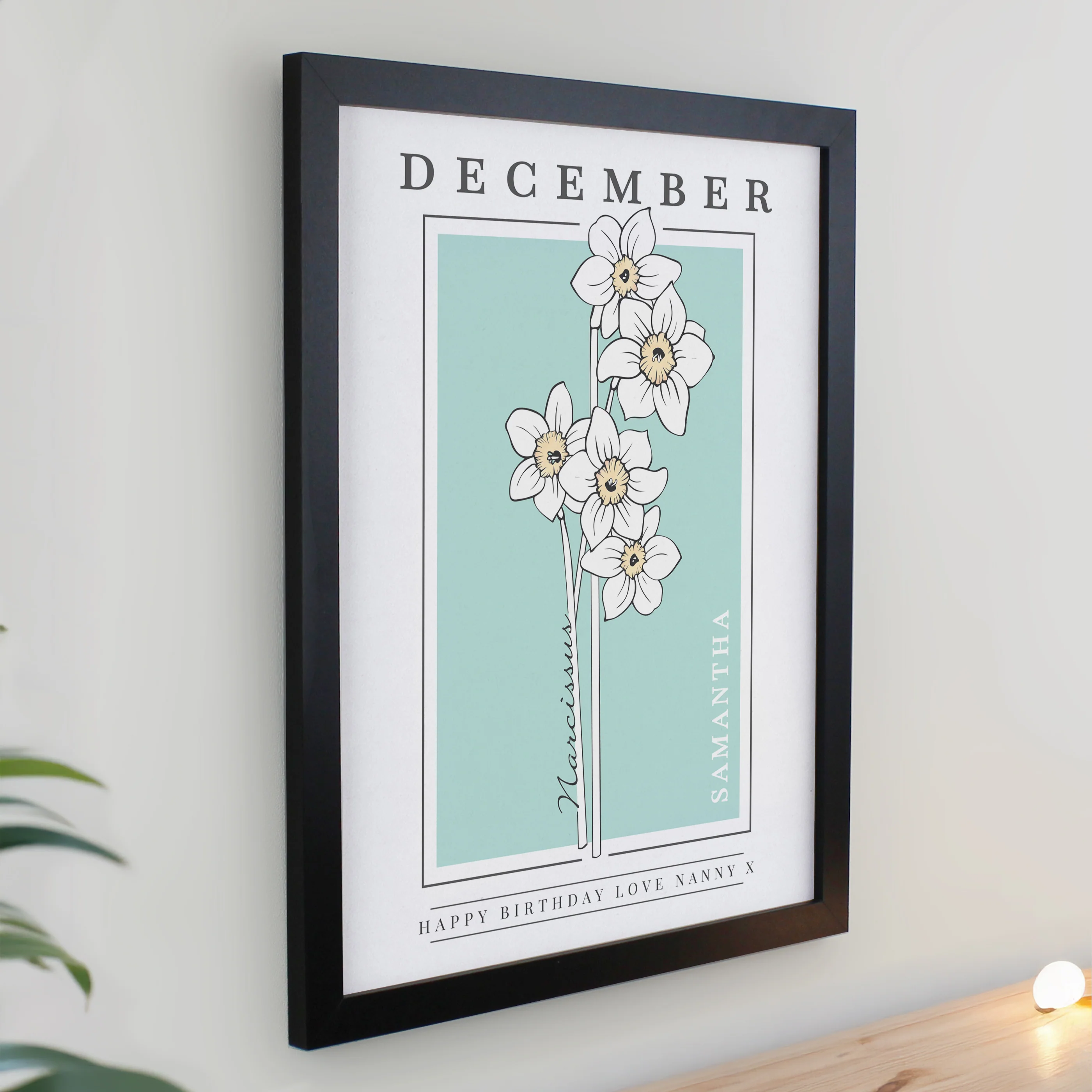 Personalised Birth Flower Black Poster Frame - Image 14