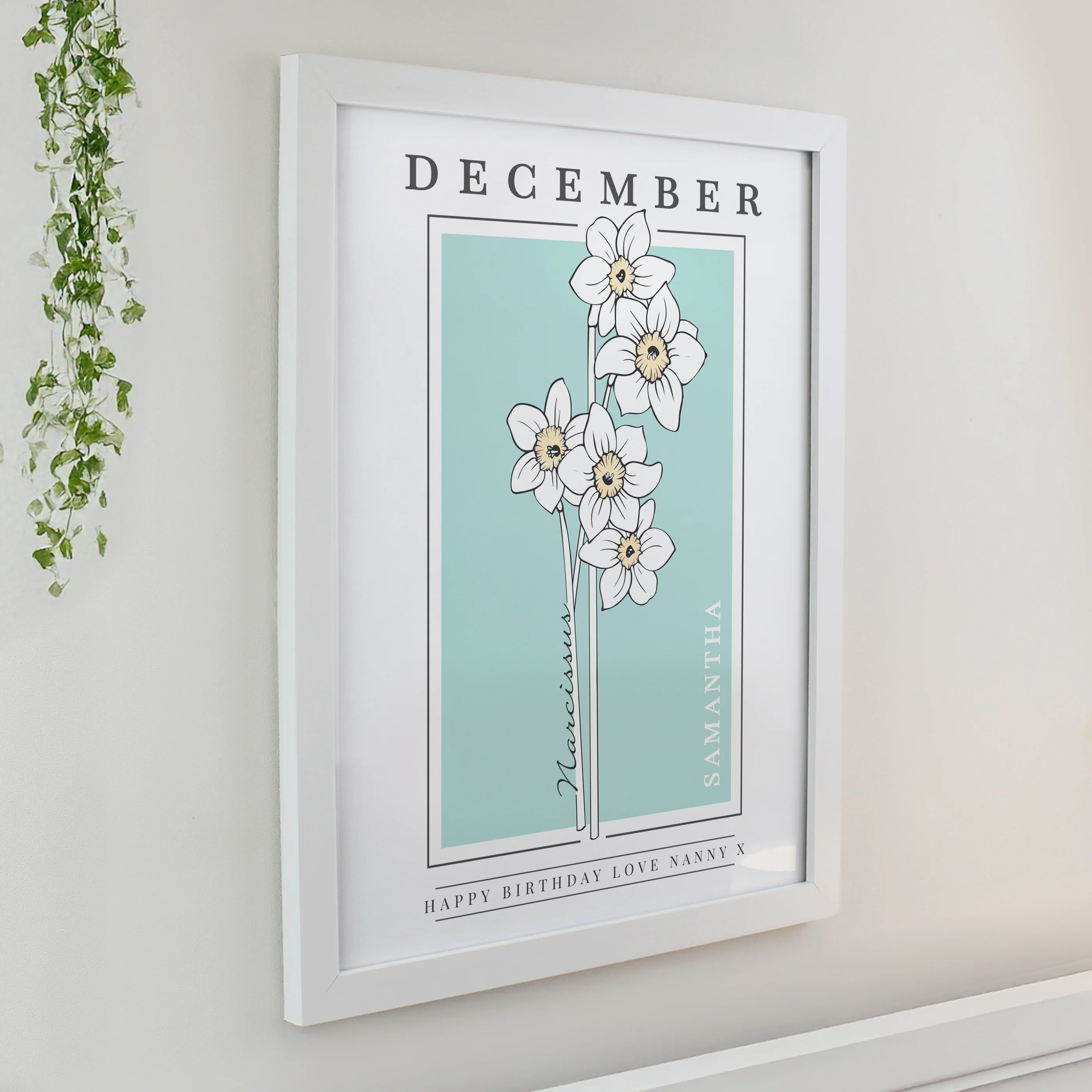 Personalised Birth Flower White Poster Frame - Image 14