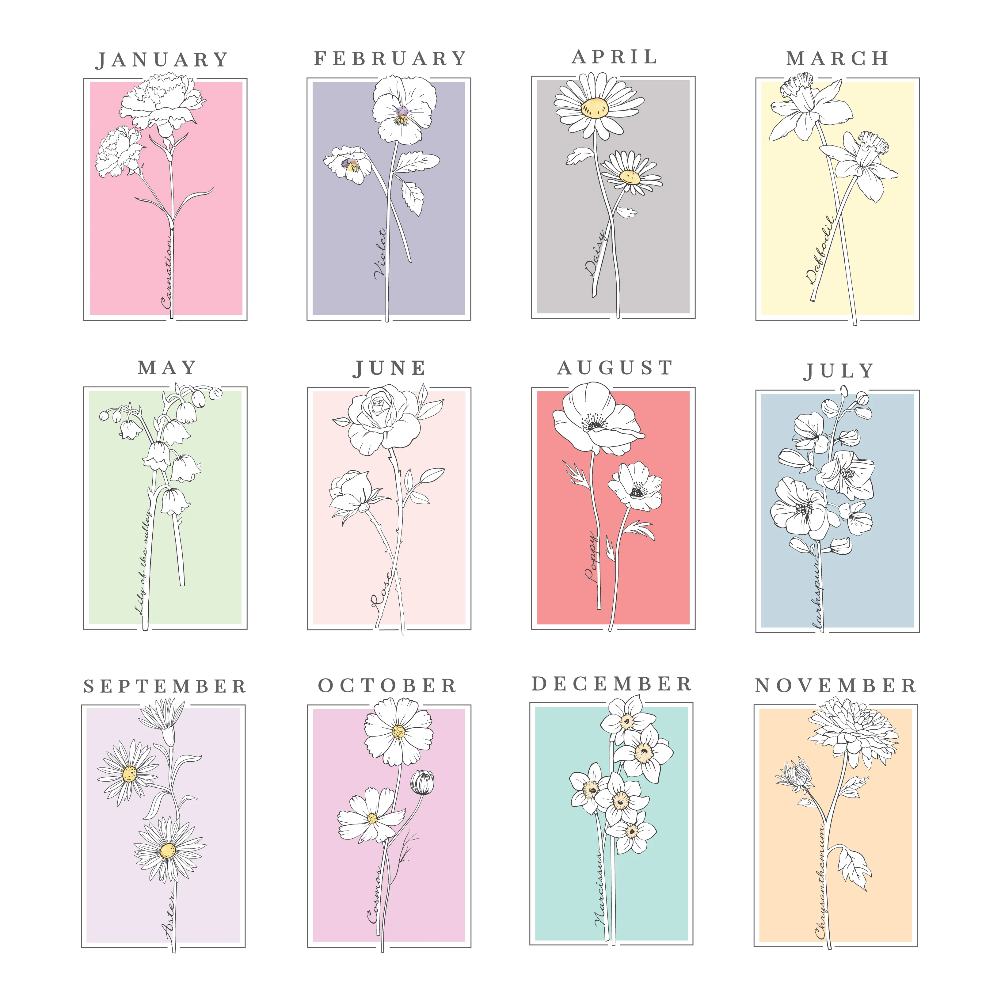 Personalised Birth Flower White Poster Frame - Image 2