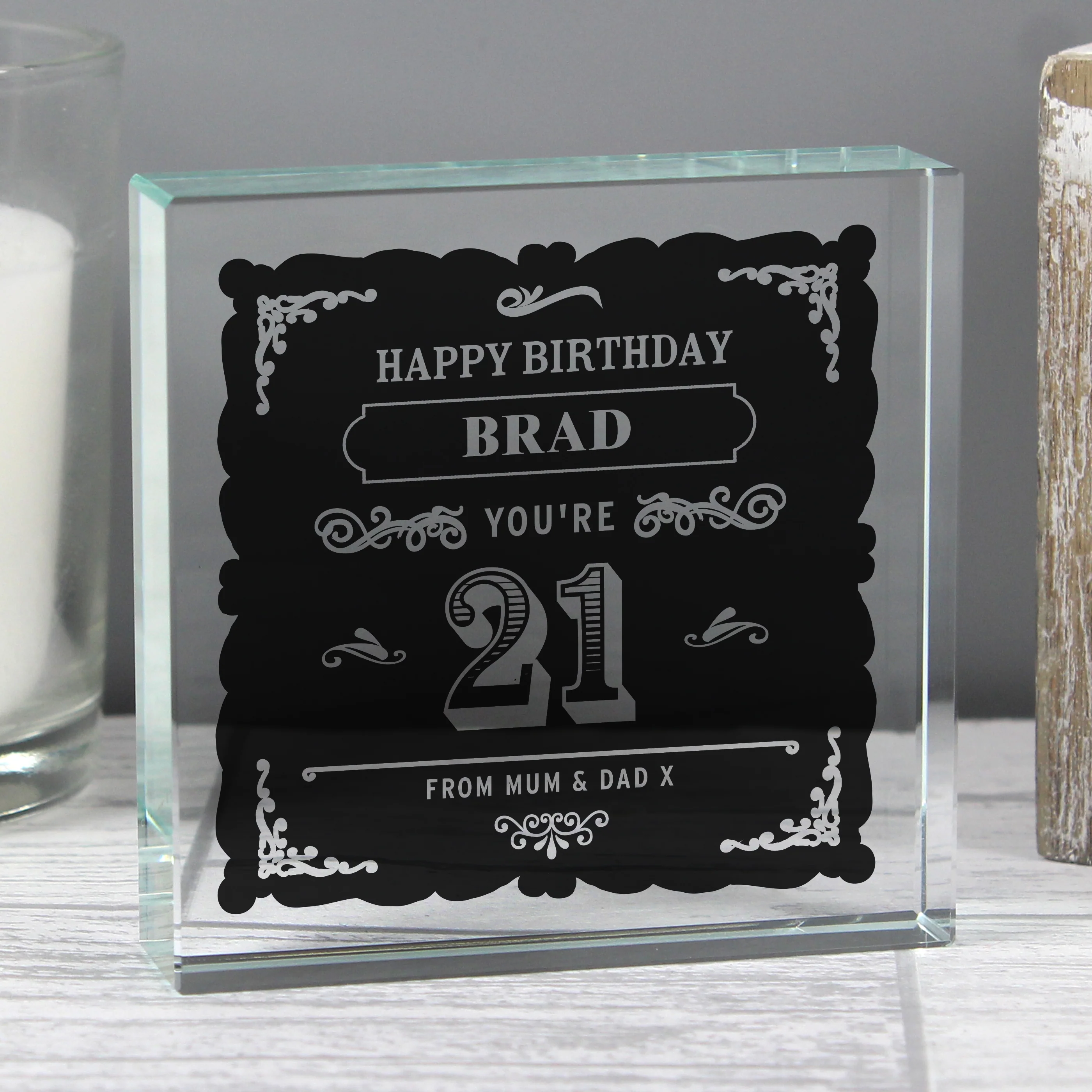 Personalised Birthday Vintage Typography Crystal Token - Image 4