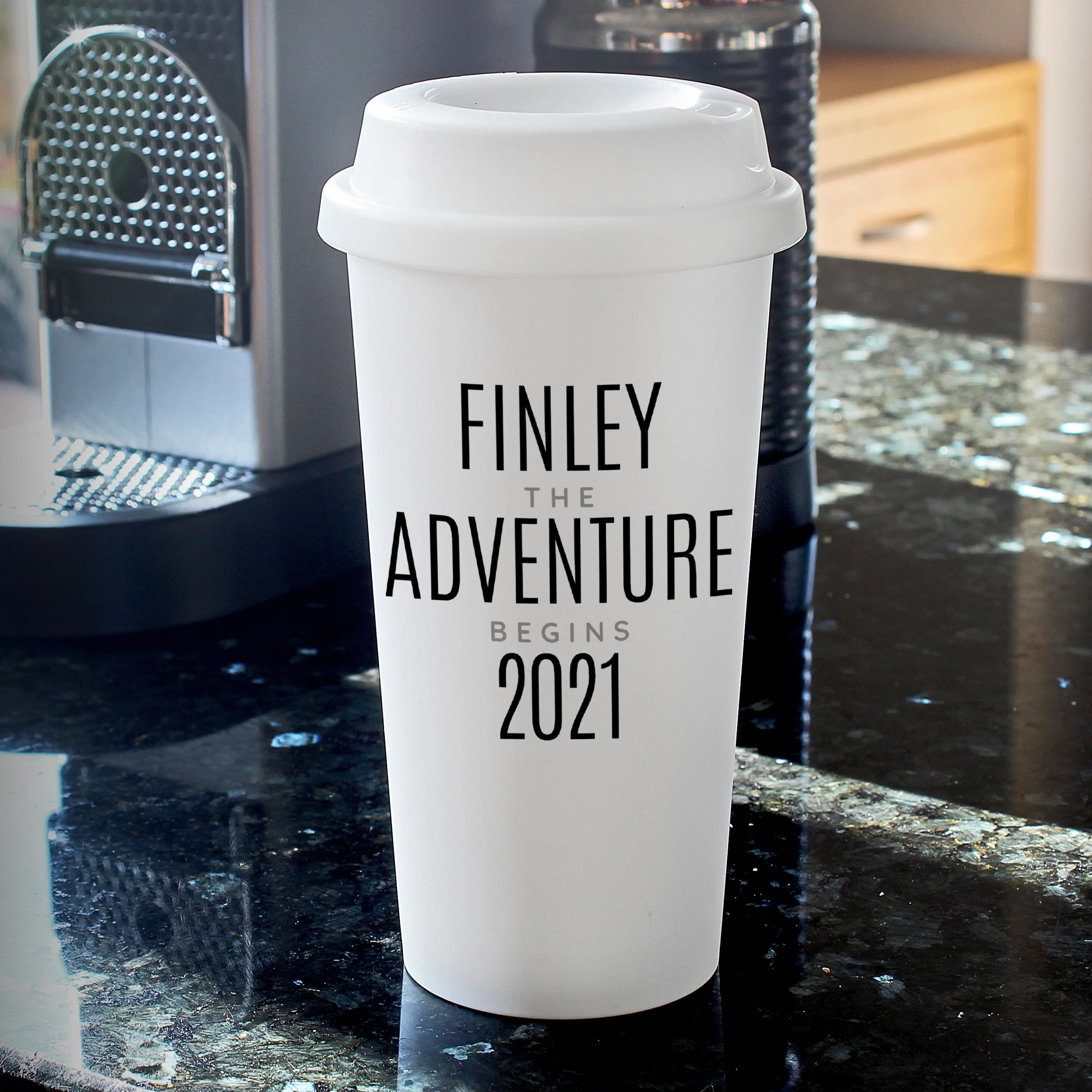 Personalised Black Text Slogan Insulated Reusable Eco Travel Cup - Image 6