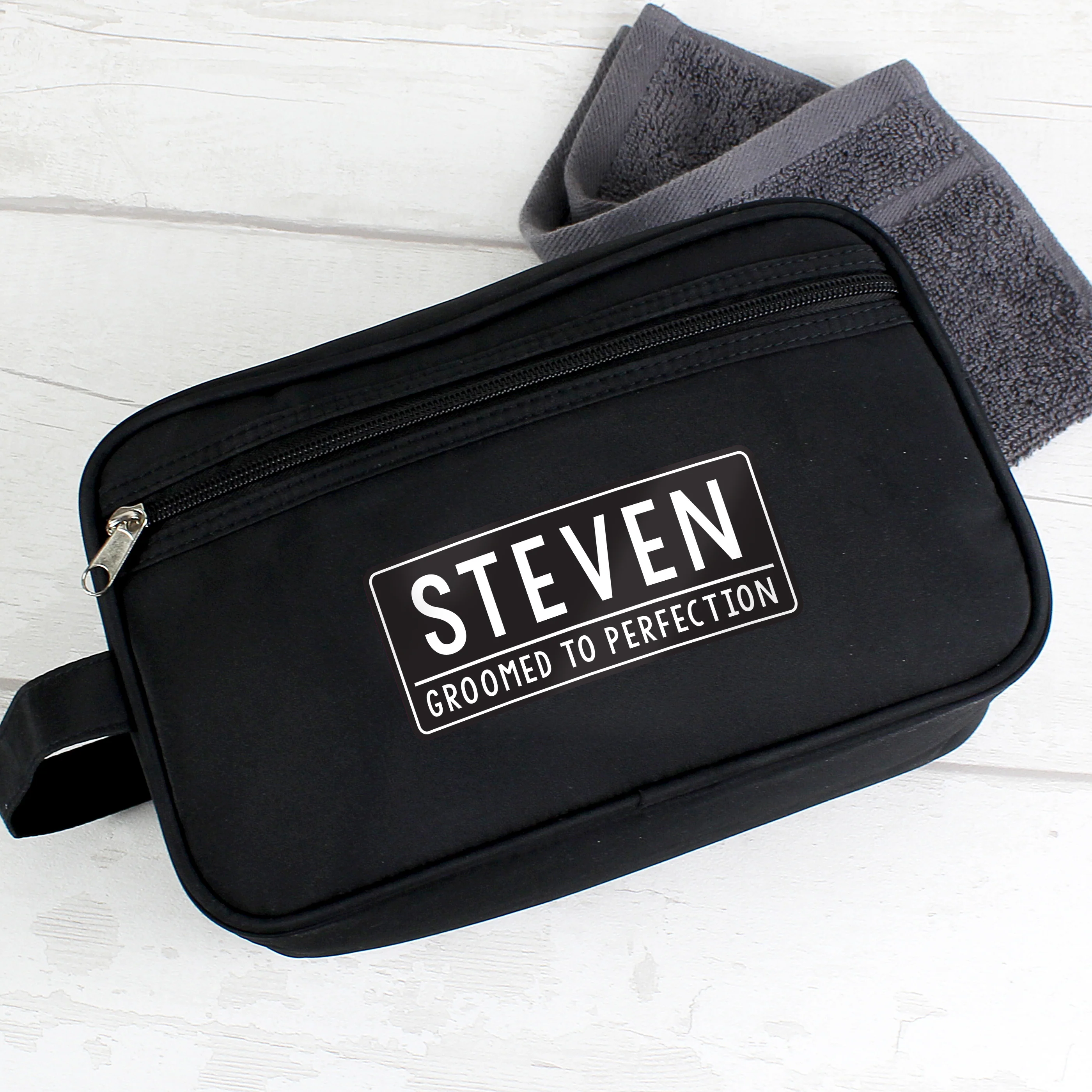 Personalised Black Toiletry Bag - Image 6