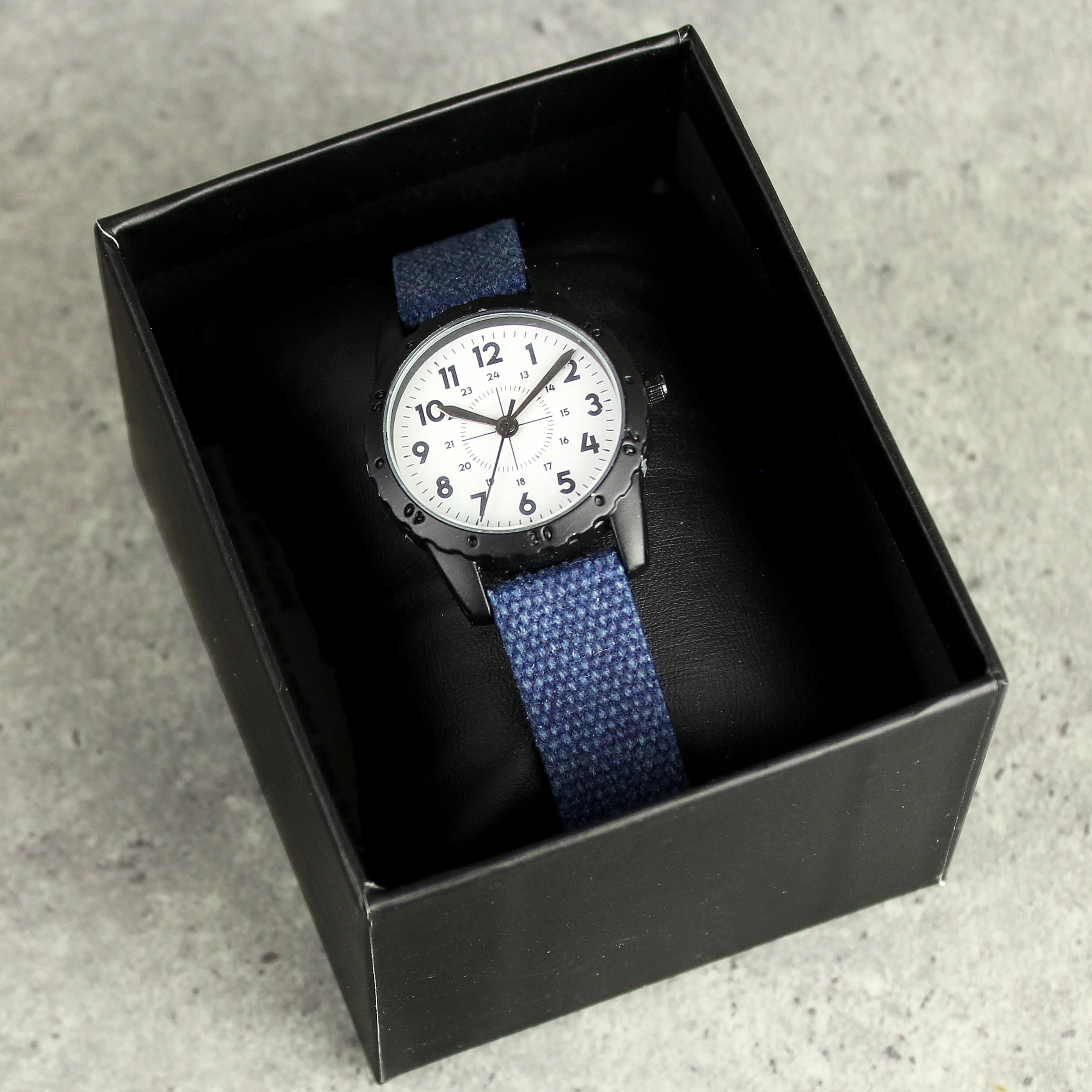 Personalised Black with Blue Canvas Strap Boys Watch - Image 7