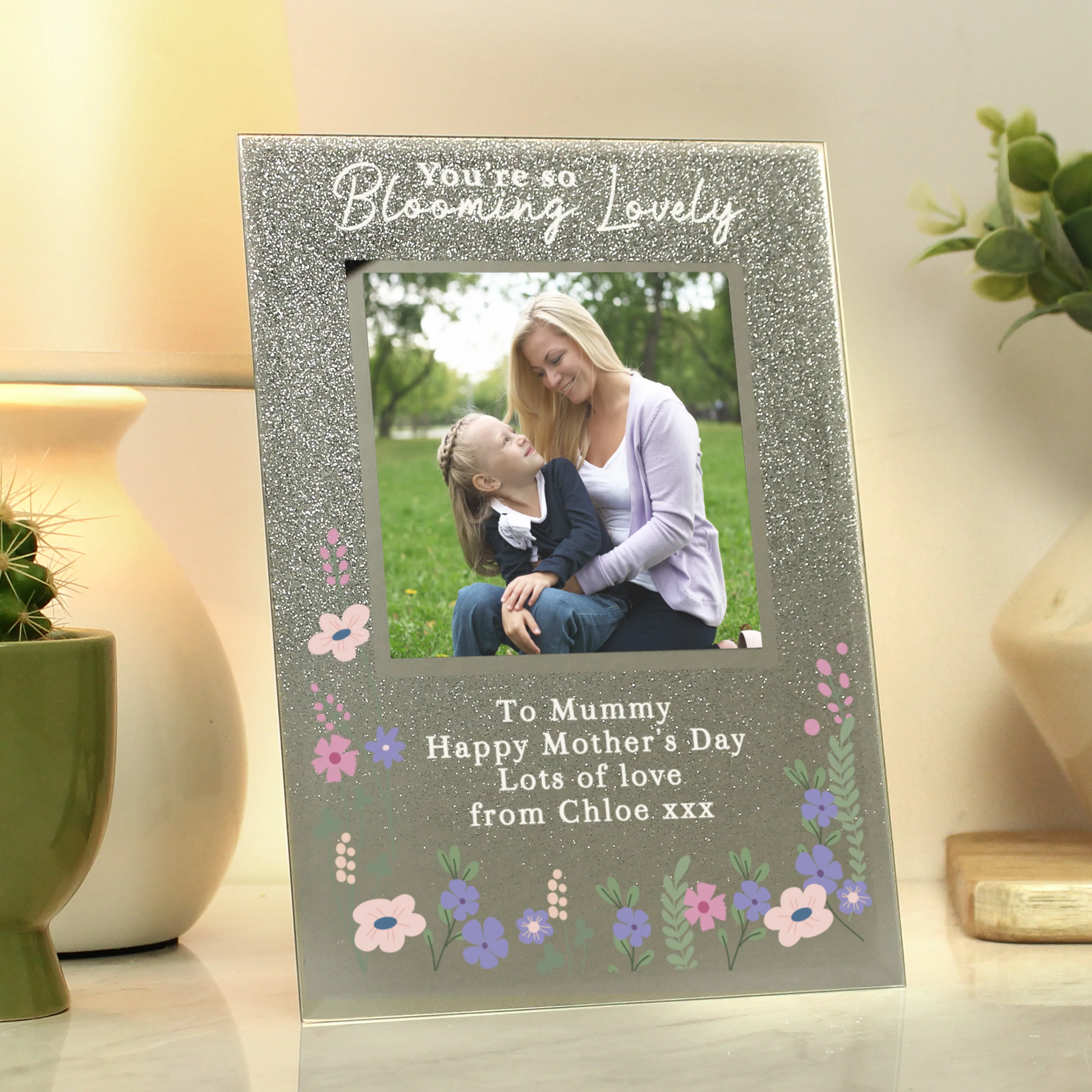 Personalised Blooming Lovely 6x4 Glitter Photo Frame - Image 3