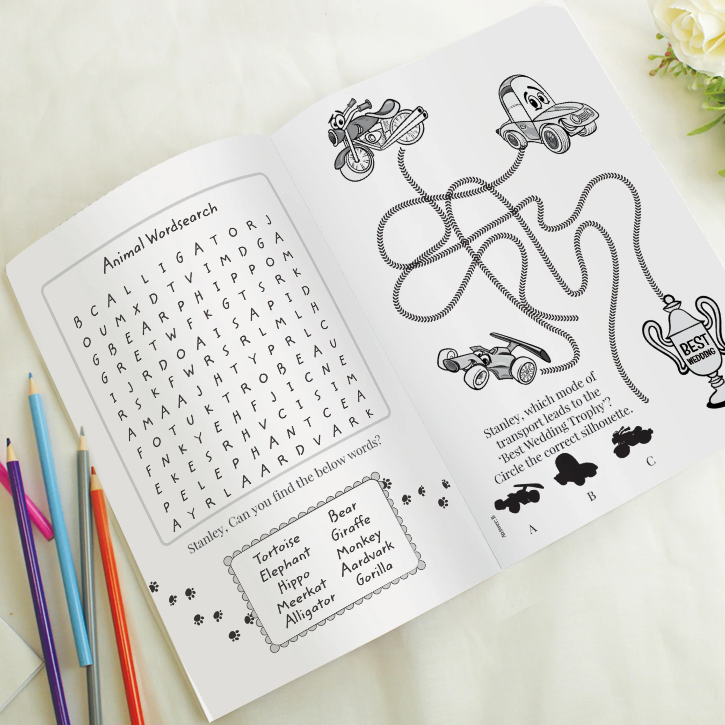 Personalised Blue A4 Wedding Activity & Colouring Book - Image 4